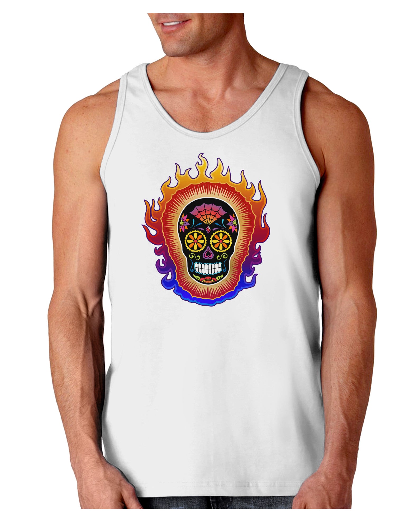 Sacred Calavera Day of the Dead Sugar Skull Loose Tank Top-Loose Tank Top-TooLoud-White-Small-Davson Sales