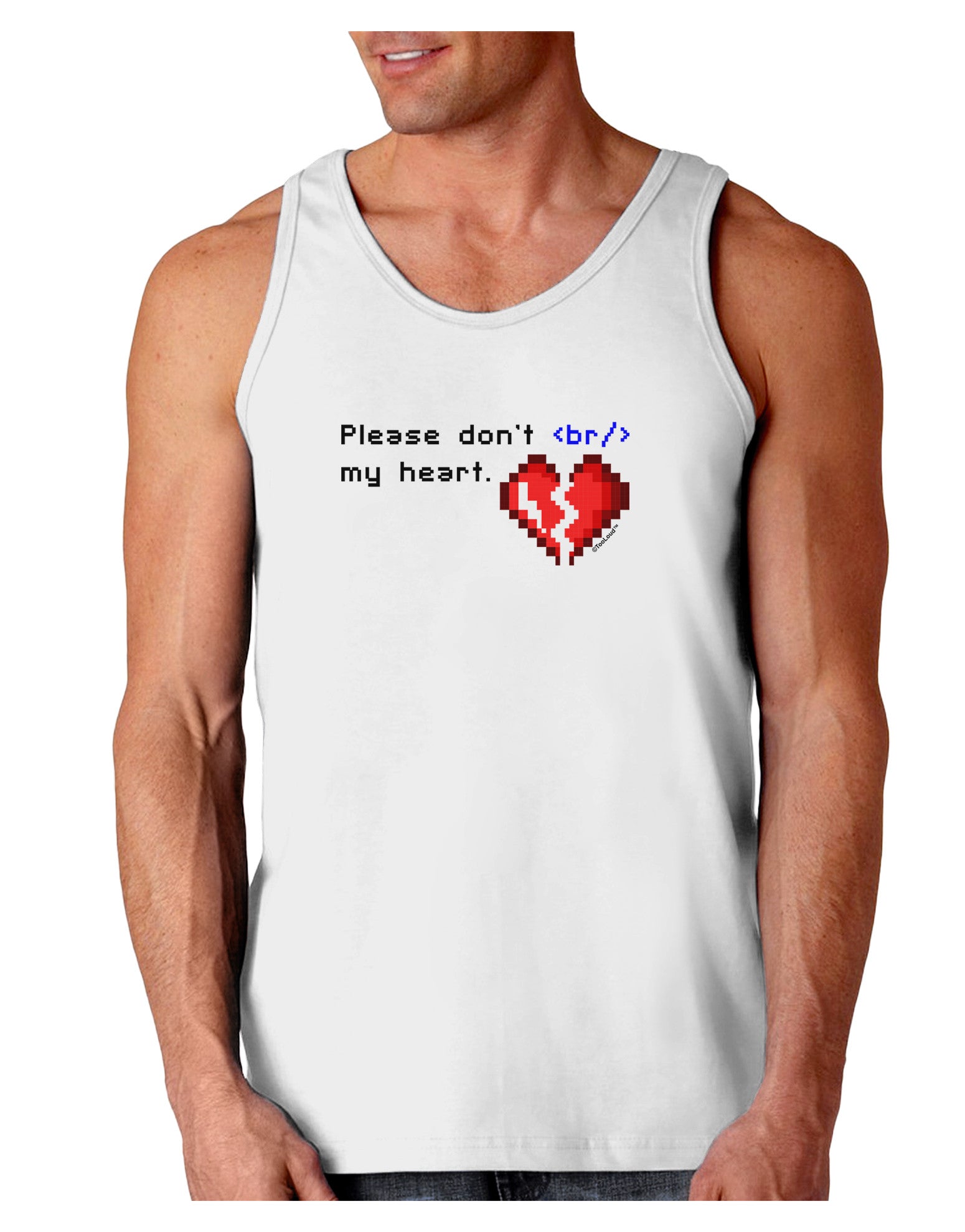 Please Don't Break My Heart Code Loose Tank Top-Loose Tank Top-TooLoud-White-Small-Davson Sales