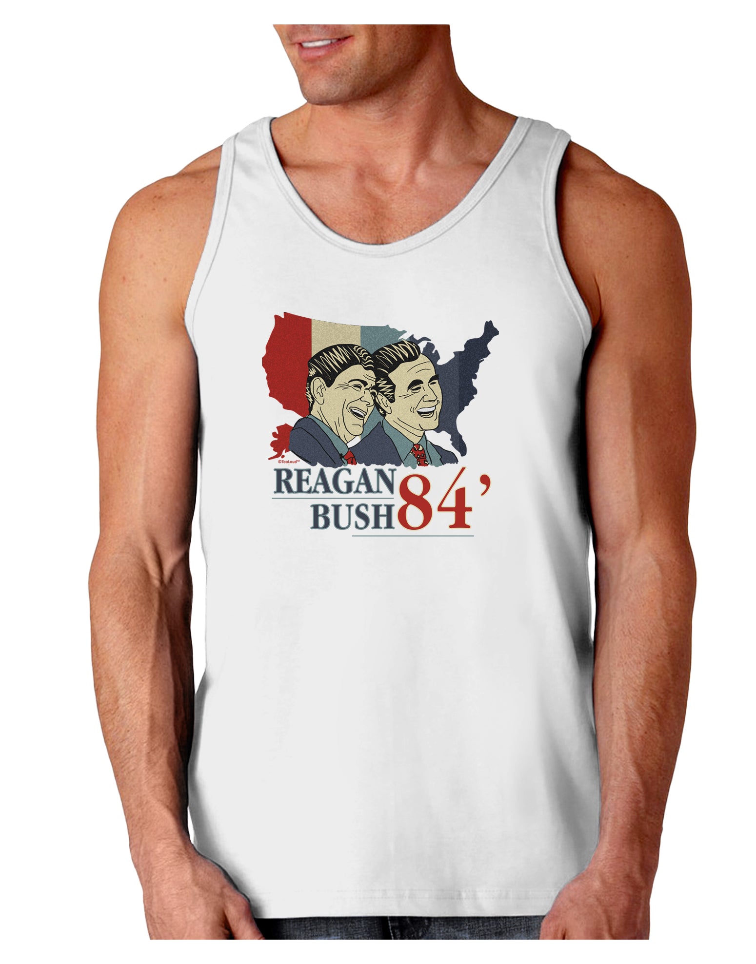 TooLoud REAGAN BUSH 84 Loose Tank Top-Mens-LooseTanktops-TooLoud-White-Small-Davson Sales