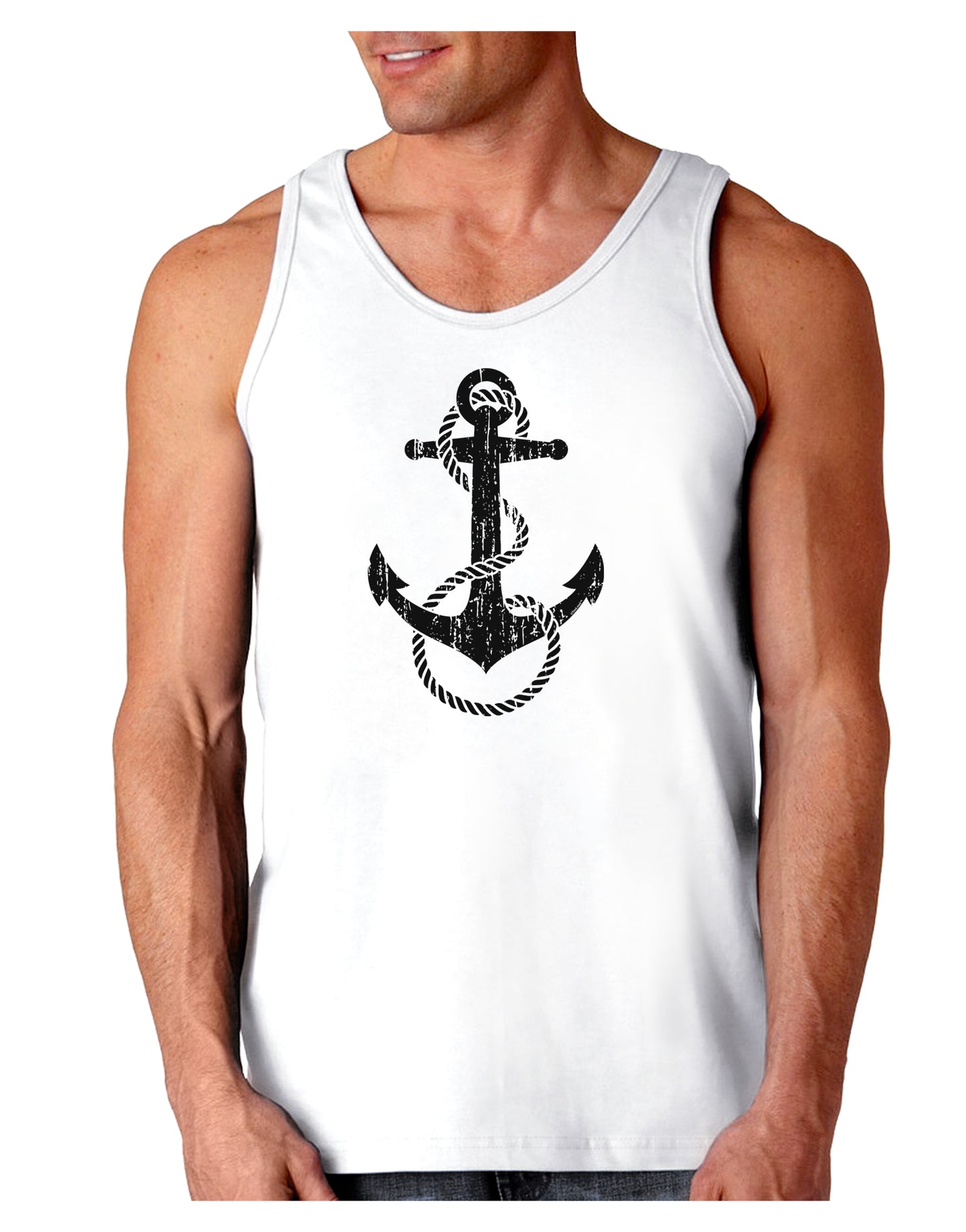 Distressed Nautical Sailor Rope Anchor Loose Tank Top-Loose Tank Top-TooLoud-White-Small-Davson Sales