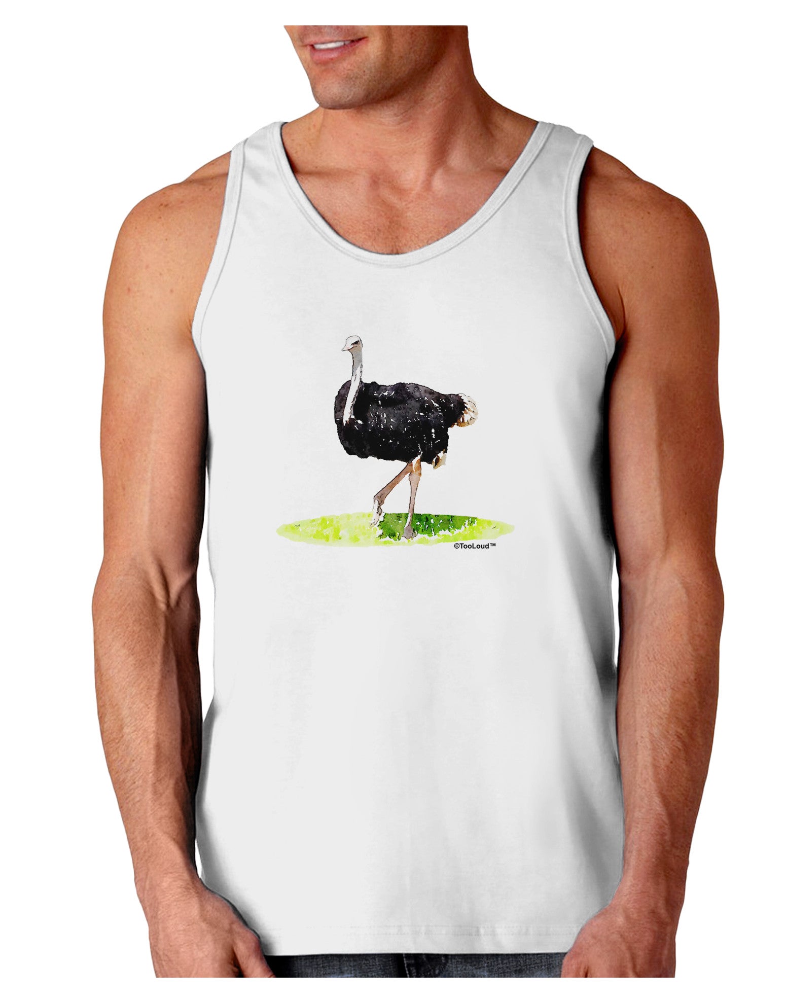 Ostrich Watercolor Loose Tank Top-Loose Tank Top-TooLoud-White-Small-Davson Sales