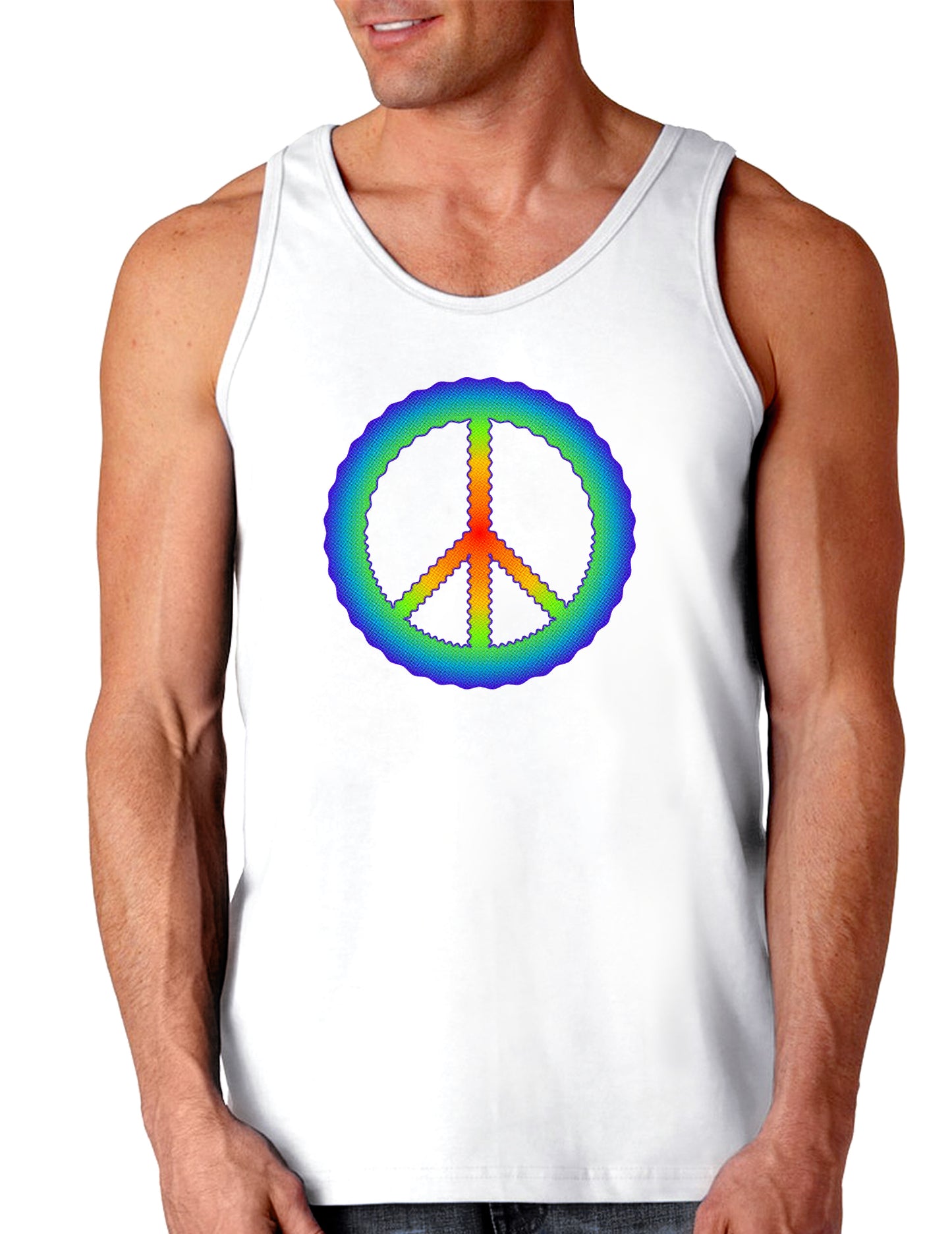 Halftone Peace Loose Tank Top-Loose Tank Top-TooLoud-White-Small-Davson Sales