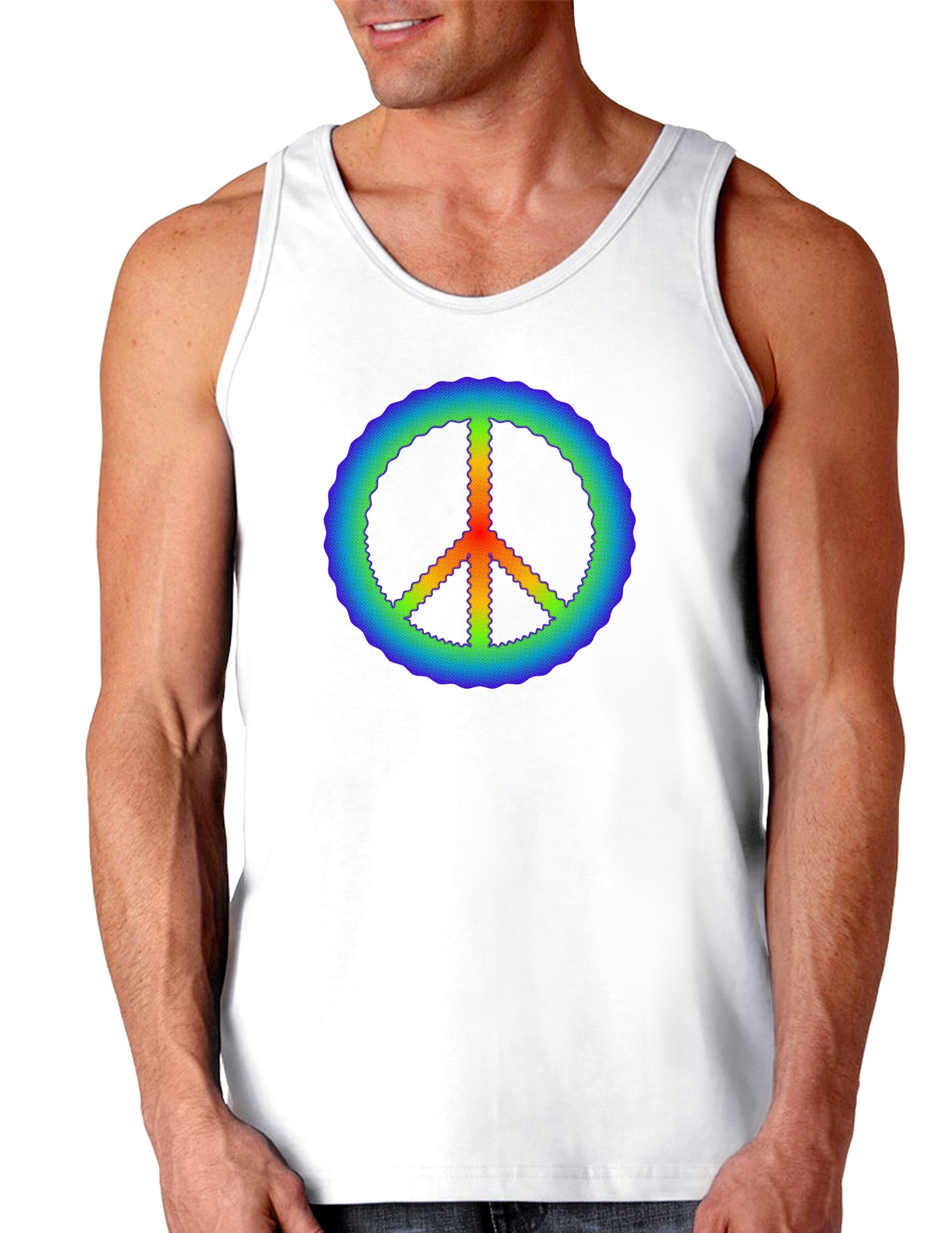 Halftone Peace Loose Tank Top-Loose Tank Top-TooLoud-White-Small-Davson Sales
