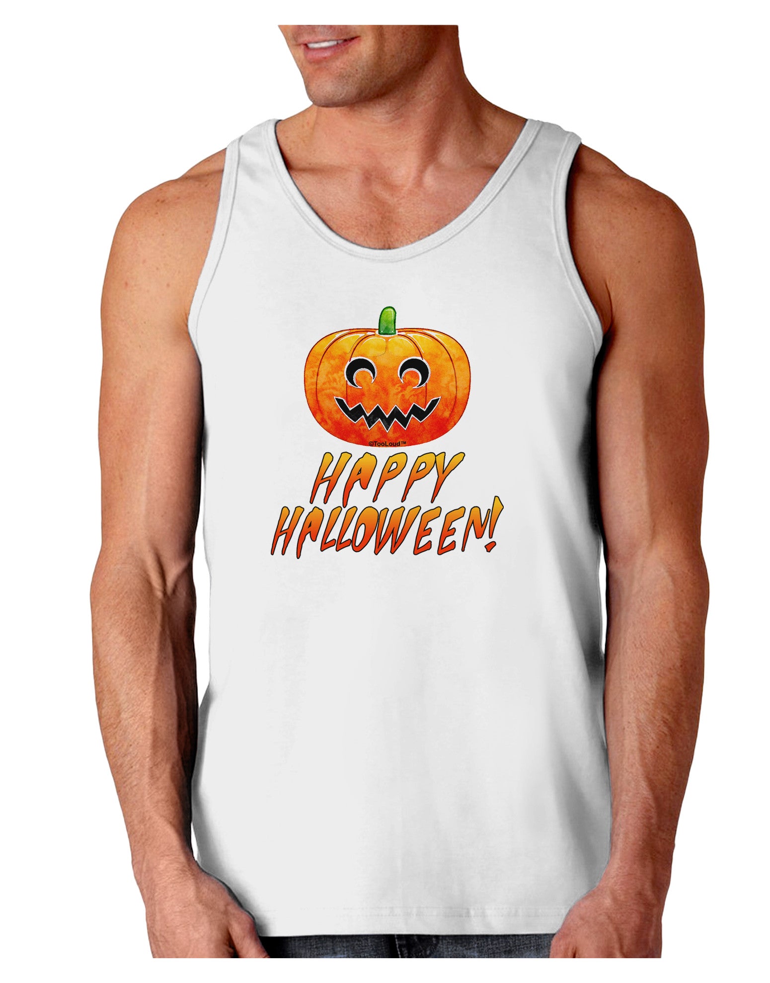 Jack-O-Lantern Watercolor Halloween Loose Tank Top-Loose Tank Top-TooLoud-White-Small-Davson Sales