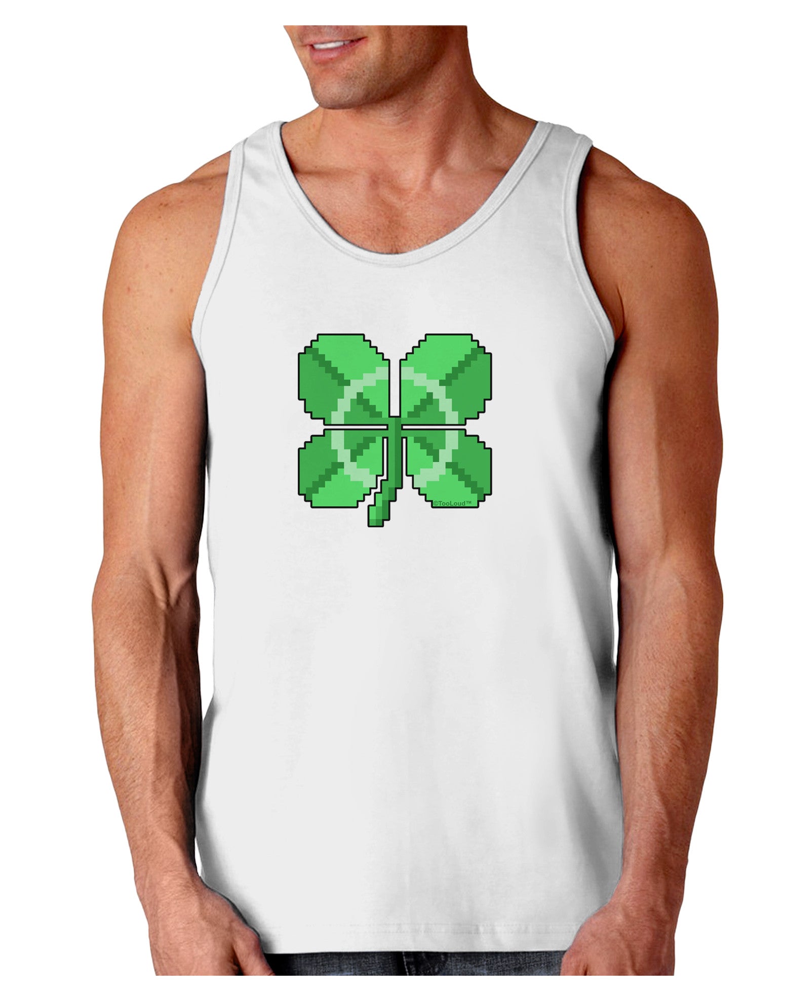 Pixel Four Leaf Clover Loose Tank Top-Loose Tank Top-TooLoud-White-Small-Davson Sales