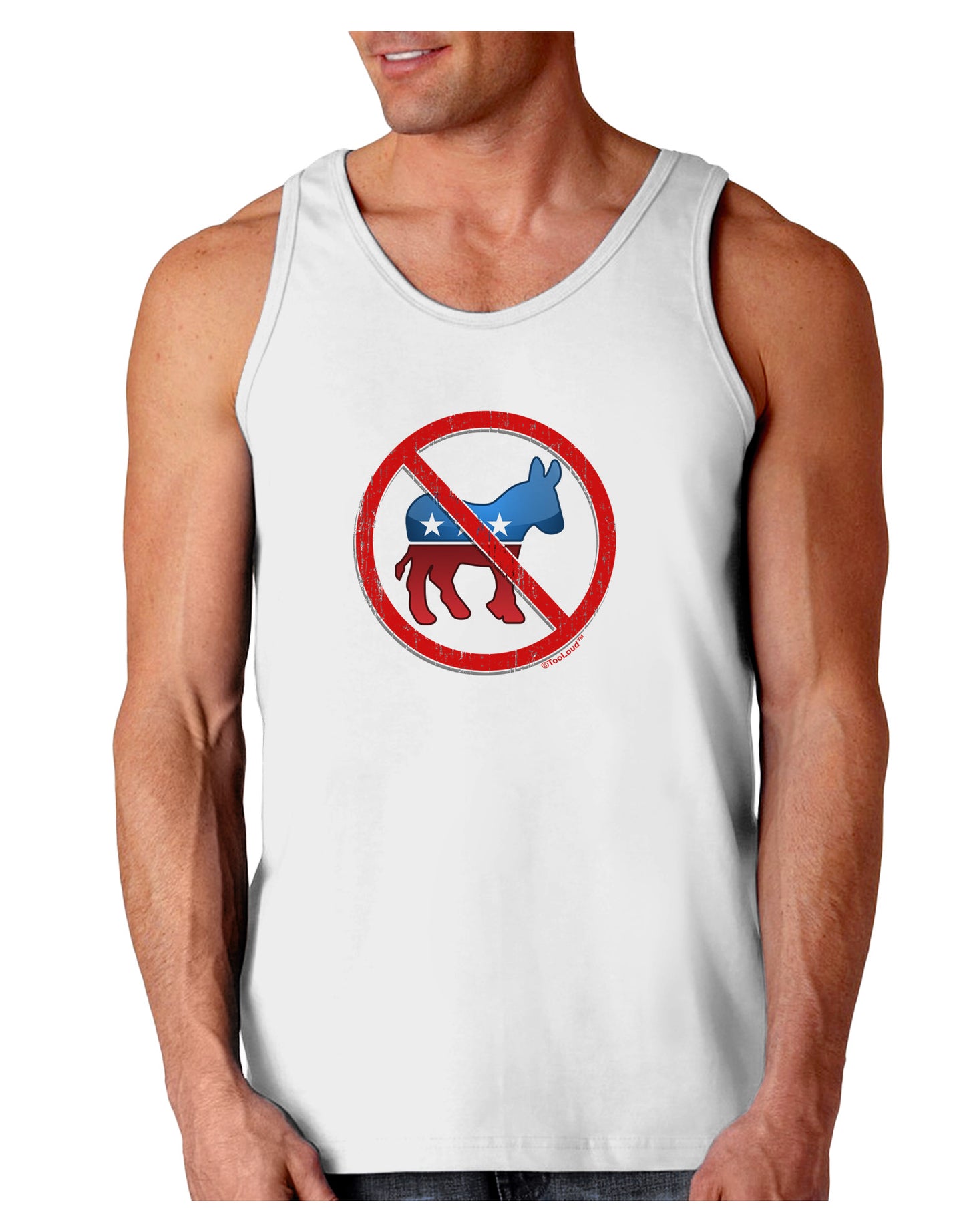 Distressed No Democrats Sign Loose Tank Top-Loose Tank Top-TooLoud-White-Small-Davson Sales