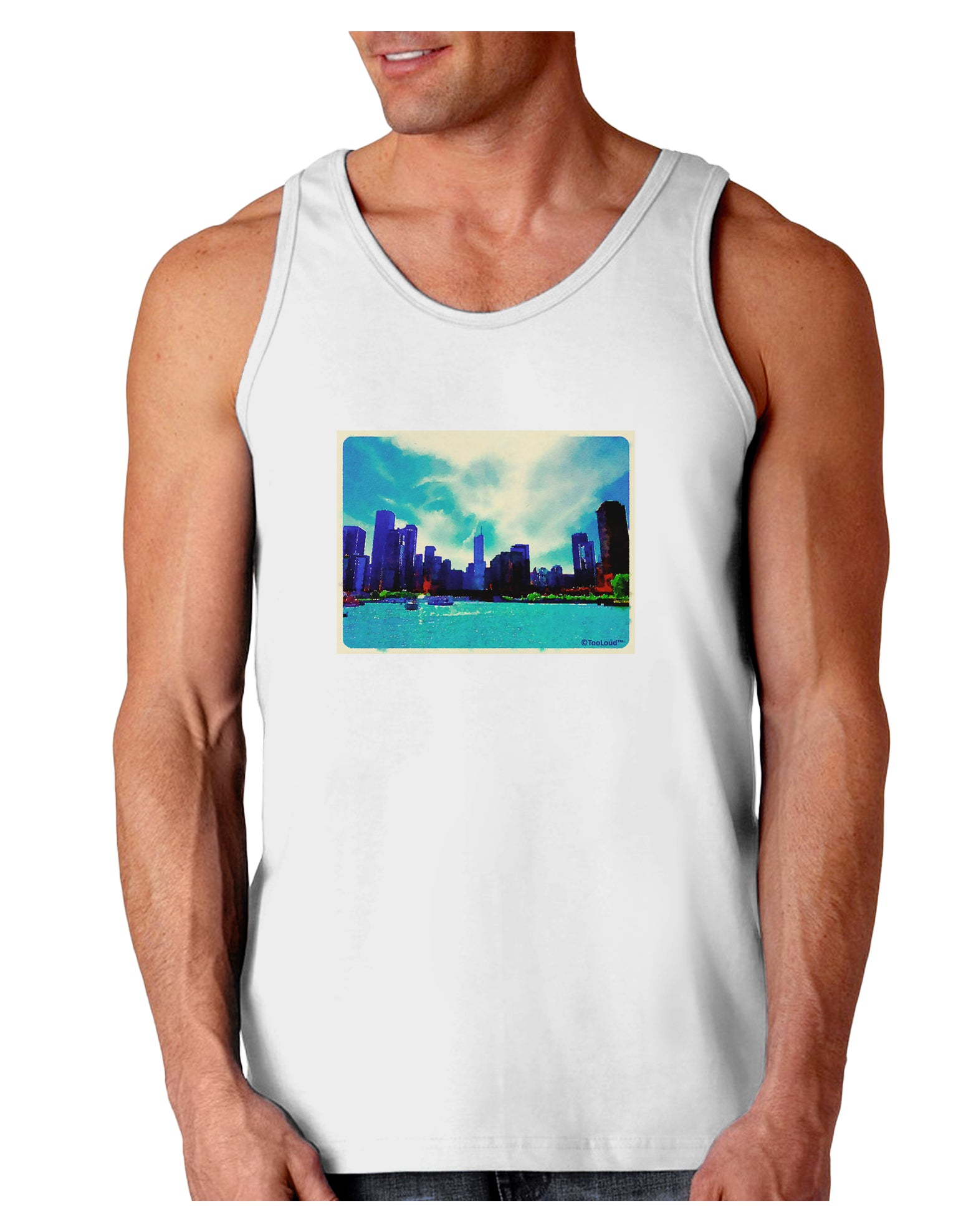 Chicago Skyline Watercolor Loose Tank Top-Loose Tank Top-TooLoud-White-Small-Davson Sales