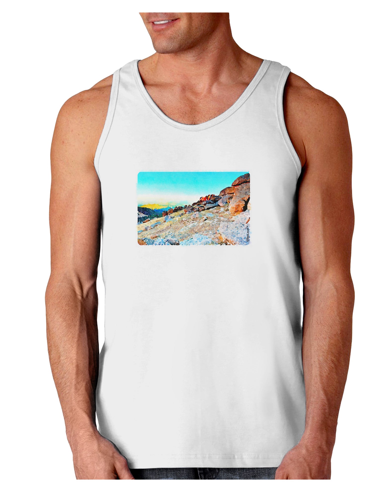 CO Rockies View Watercolor Loose Tank Top-Loose Tank Top-TooLoud-White-Small-Davson Sales