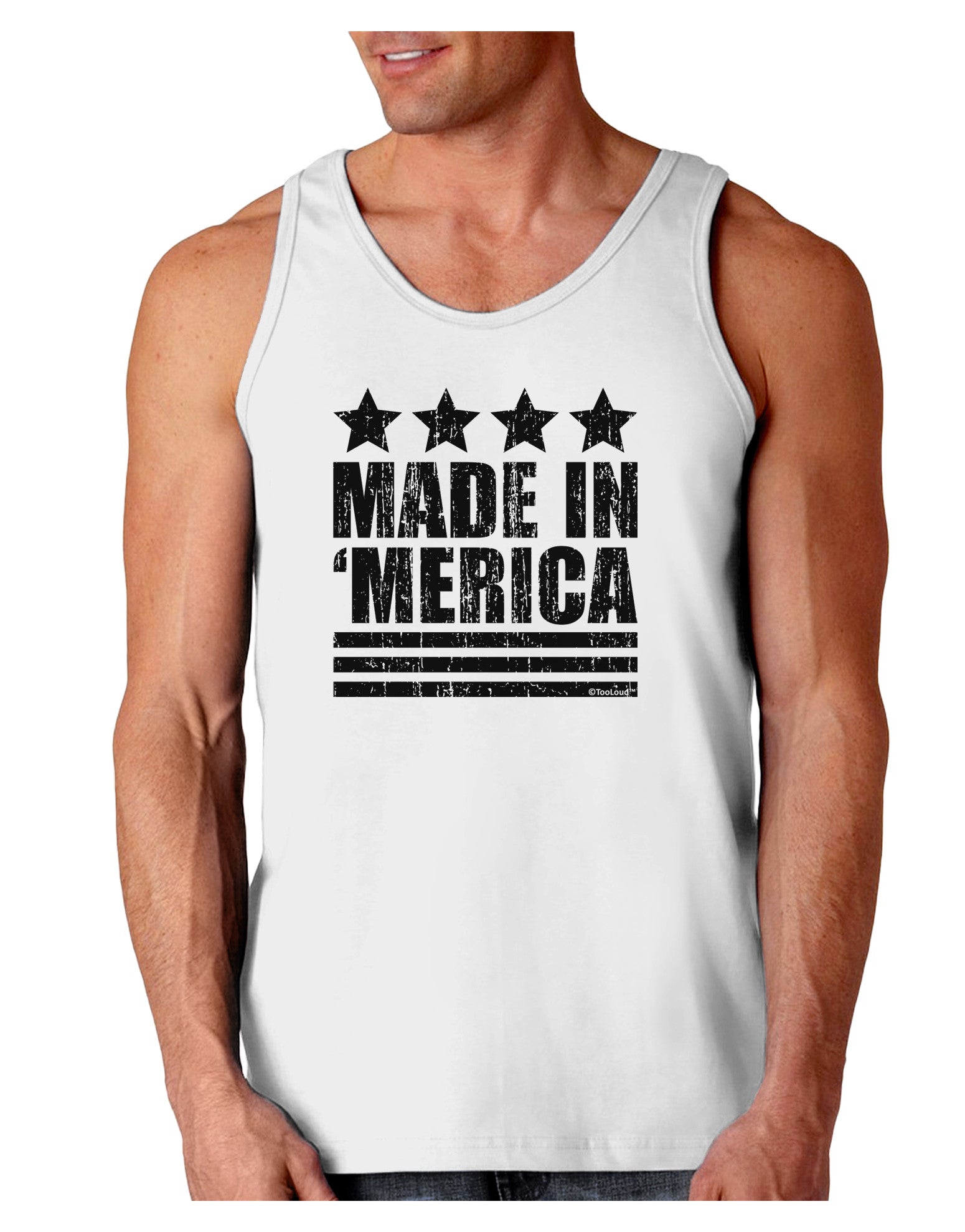 Made in Merica - Stars and Stripes Design Loose Tank Top-Loose Tank Top-TooLoud-White-Small-Davson Sales