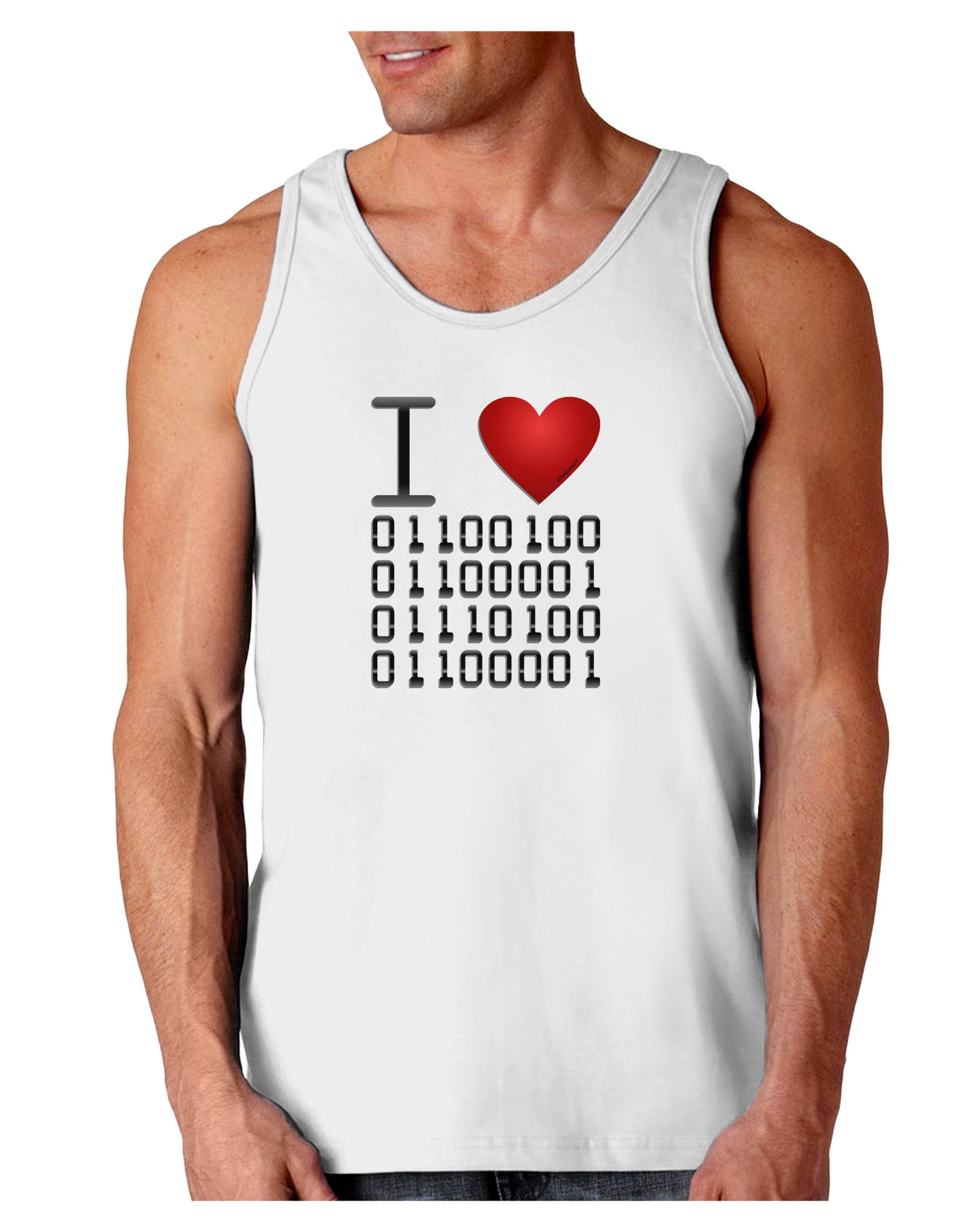 I Heart Binary Data Loose Tank Top-Loose Tank Top-TooLoud-White-Small-Davson Sales