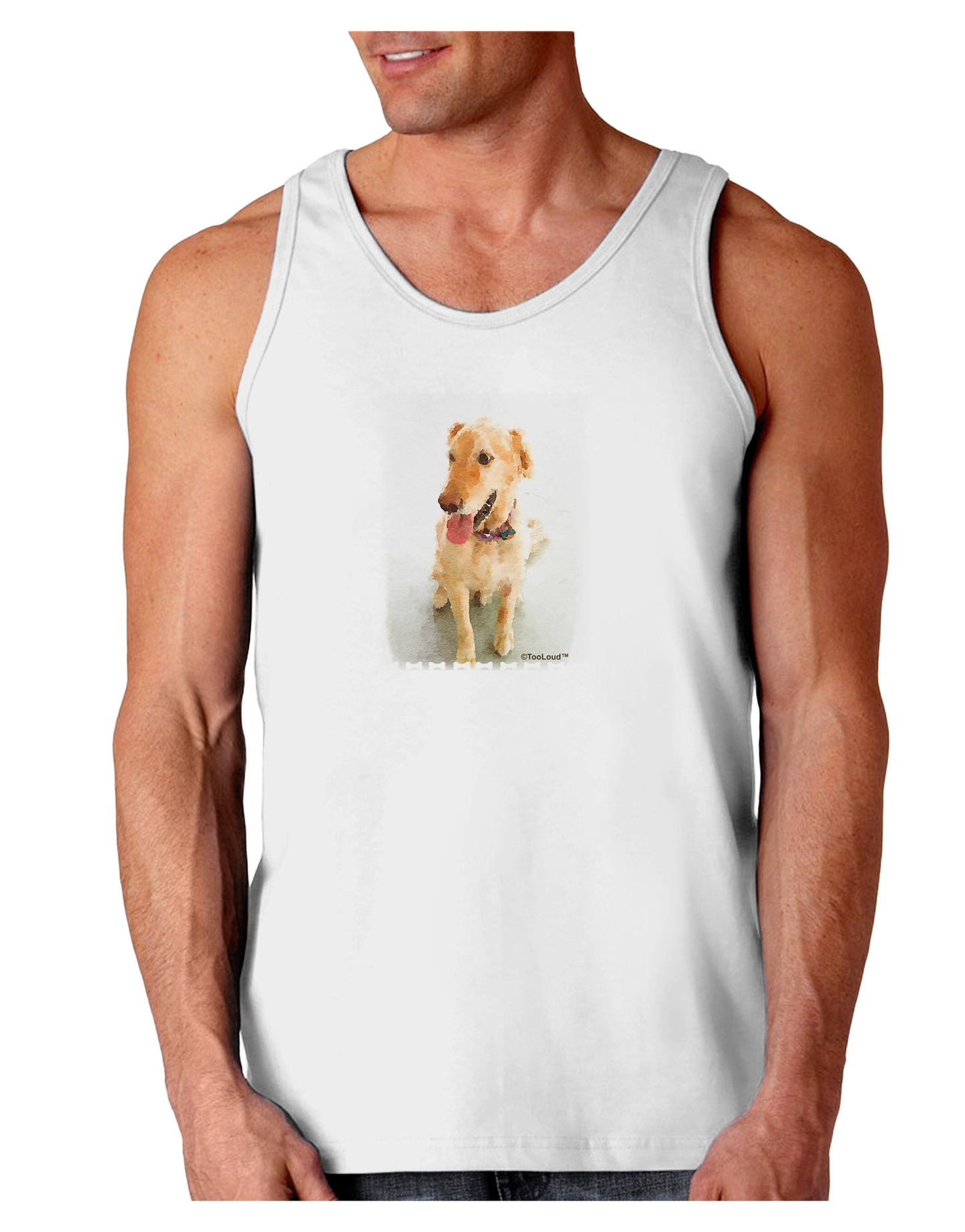 Golden Retriever Watercolor Loose Tank Top-Loose Tank Top-TooLoud-White-Small-Davson Sales