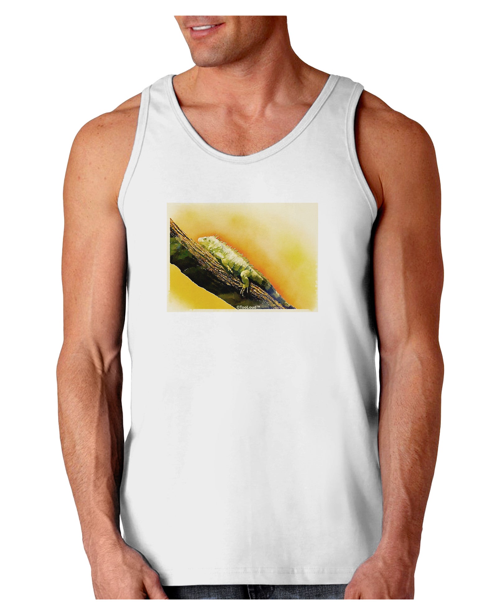 Iguana Watercolor Loose Tank Top-Loose Tank Top-TooLoud-White-Small-Davson Sales