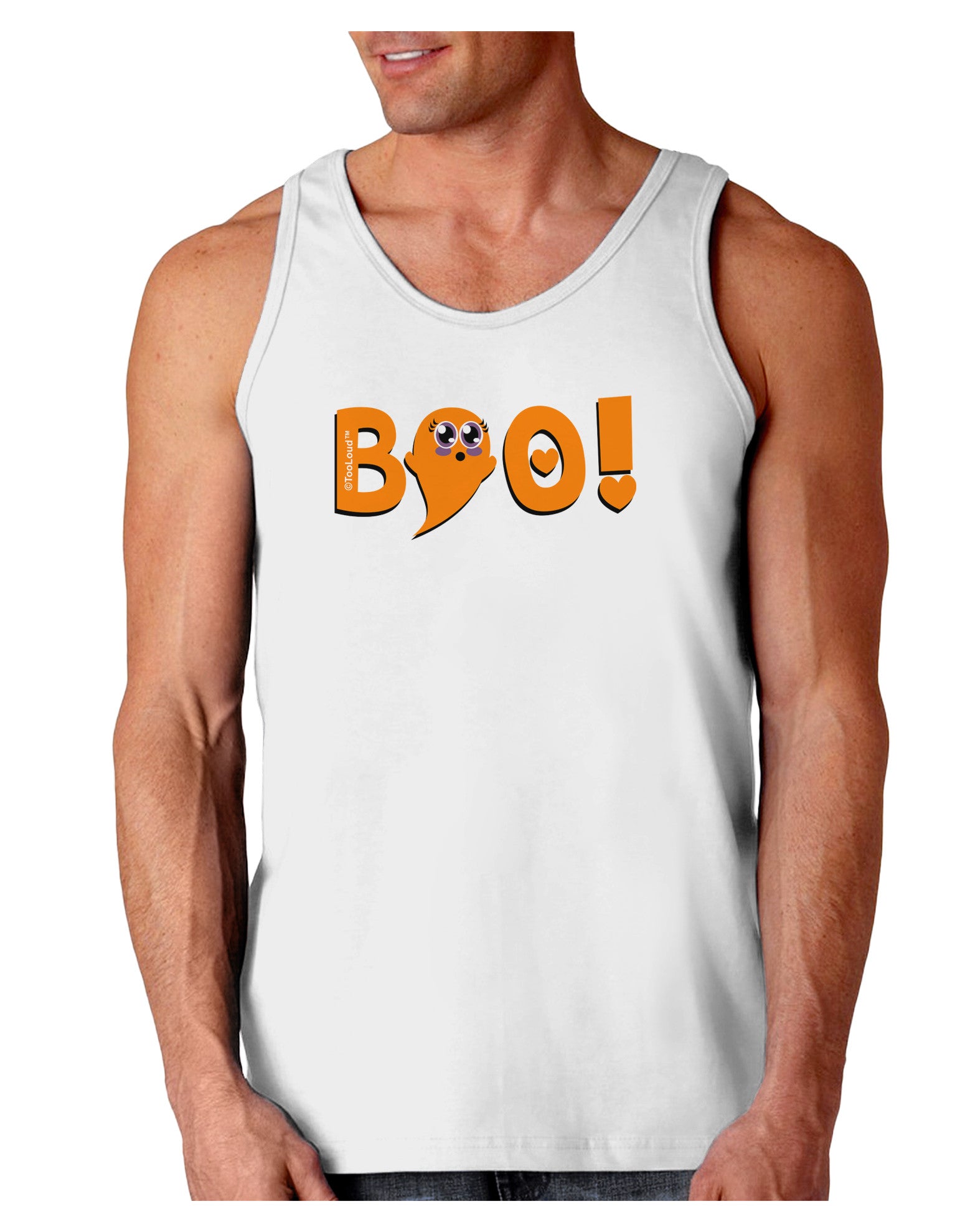 Cute Boo Text Orange Loose Tank Top-Loose Tank Top-TooLoud-White-Small-Davson Sales