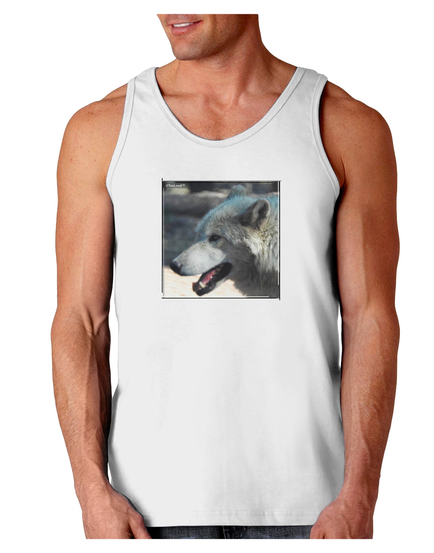 TooLoud White Wolf Face Loose Tank Top-Loose Tank Top-TooLoud-White-Small-Davson Sales