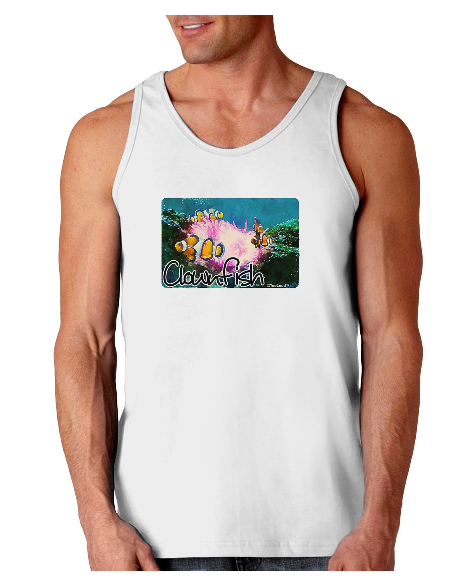 Clownfish Watercolor Text Loose Tank Top-Loose Tank Top-TooLoud-White-Small-Davson Sales