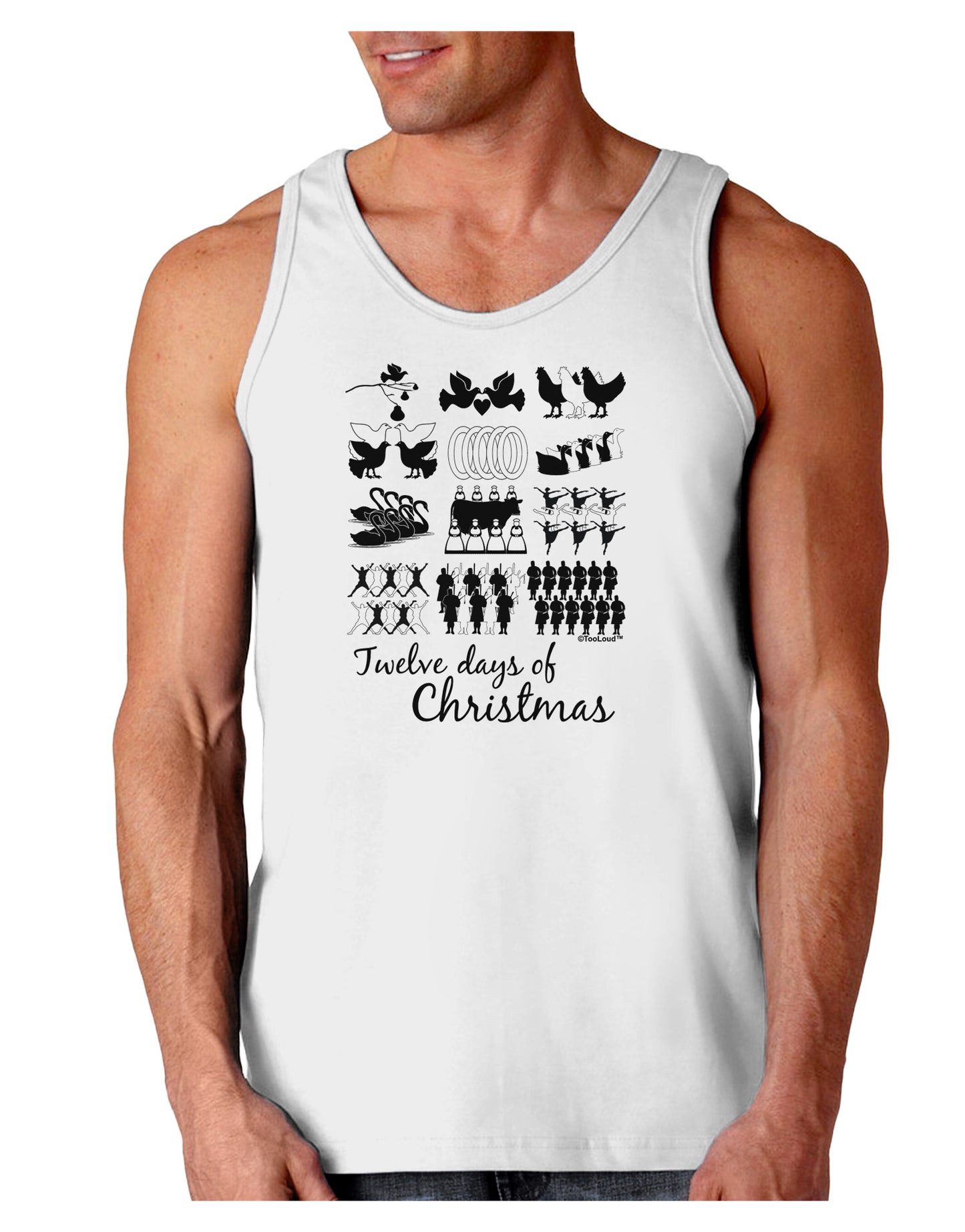 TooLoud Twelve Days of Christmas Text Loose Tank Top-Loose Tank Top-TooLoud-White-Small-Davson Sales