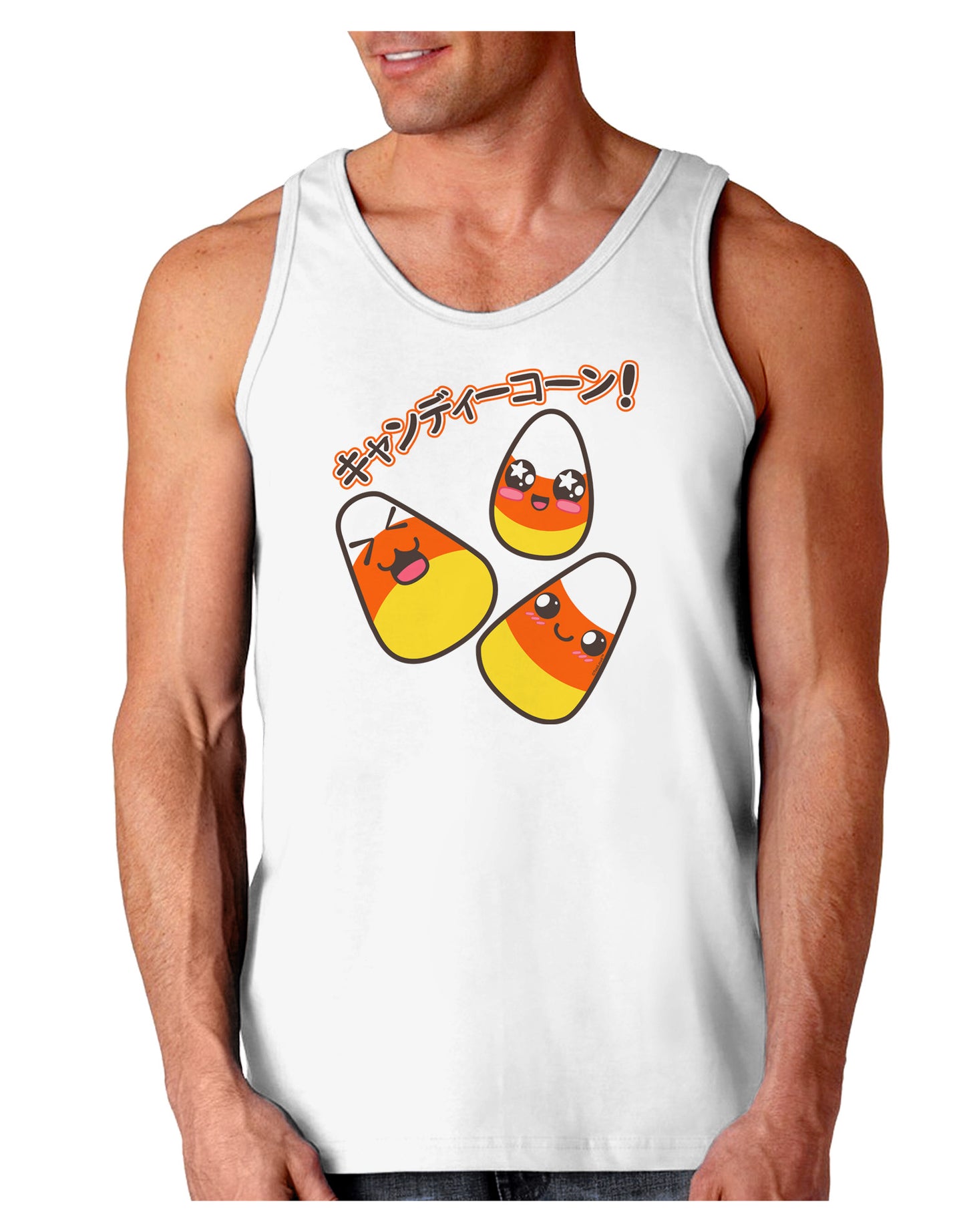 Japanese Kawaii Candy Corn Halloween Loose Tank Top-Loose Tank Top-TooLoud-White-Small-Davson Sales