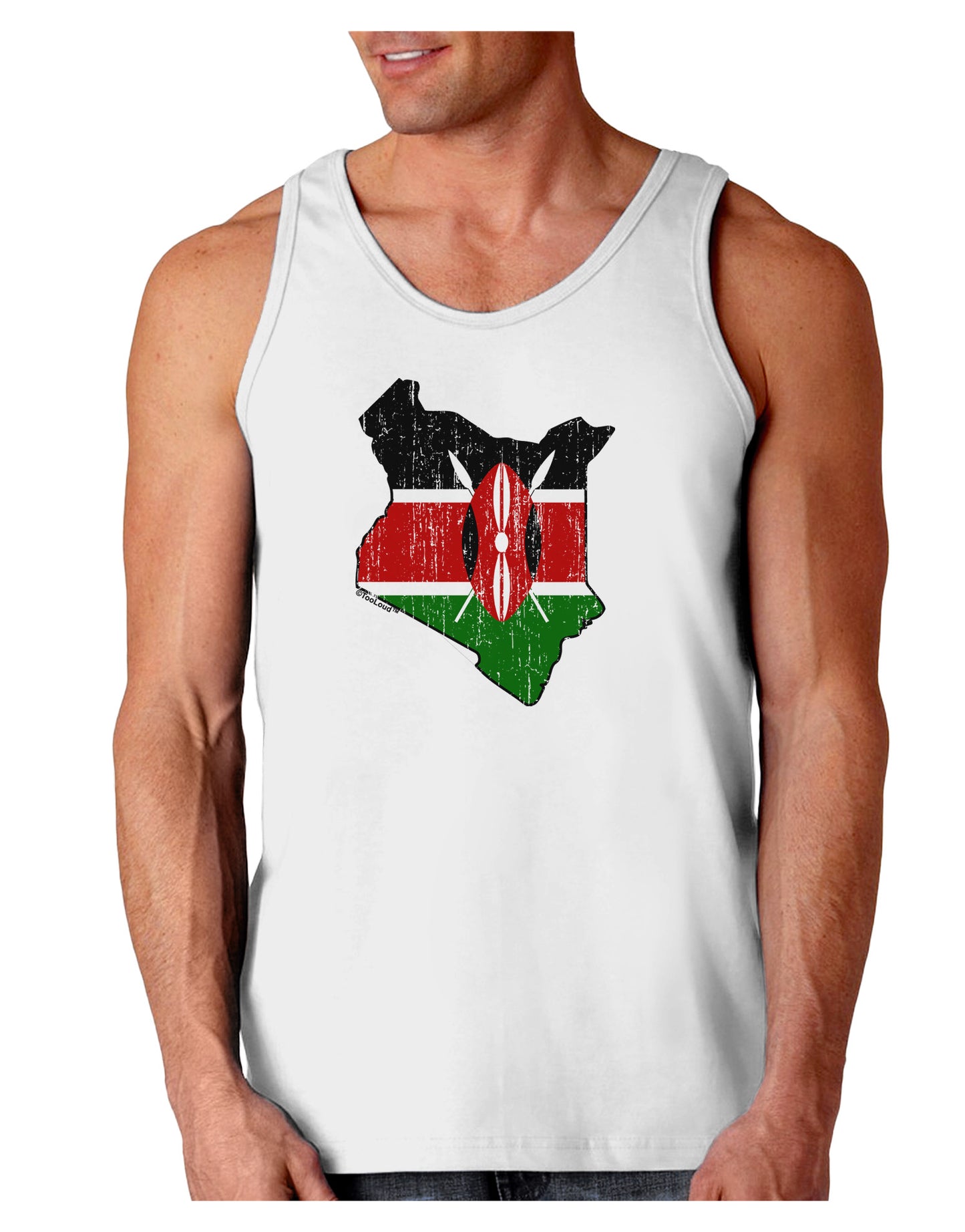 Kenya Flag Silhouette Distressed Loose Tank Top-Loose Tank Top-TooLoud-White-Small-Davson Sales