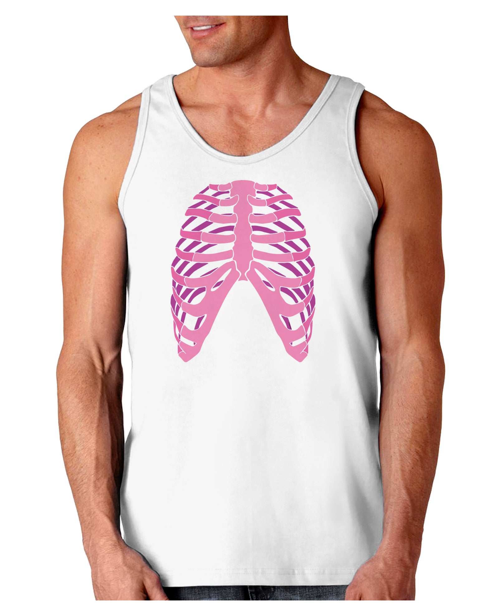 Human Pink Skeleton Bones Ribcage Loose Tank Top-Loose Tank Top-TooLoud-White-Small-Davson Sales
