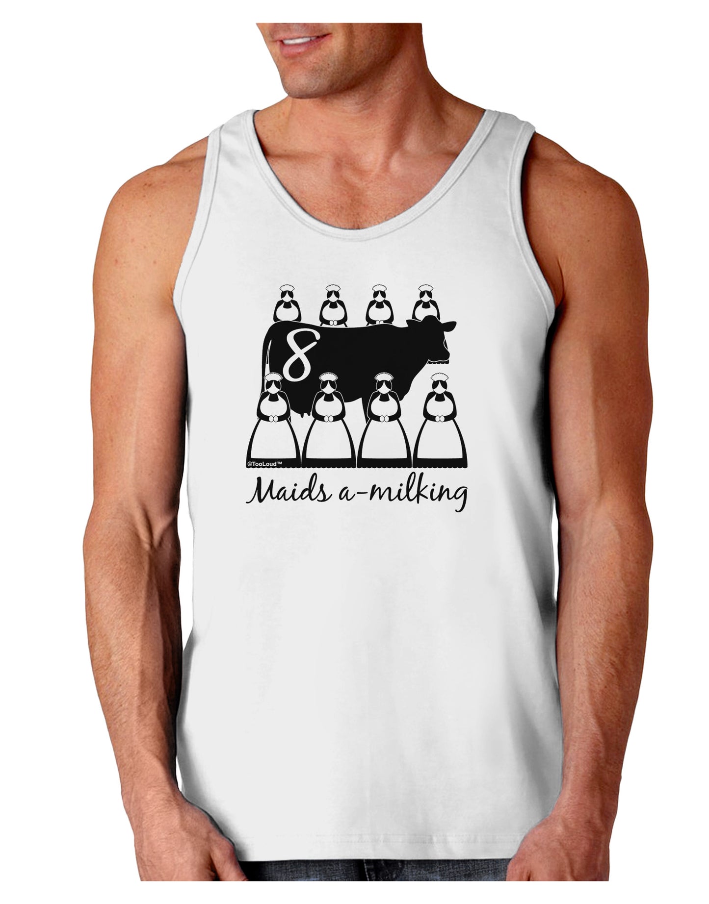 Eight Maids A Milking Text Loose Tank Top-Loose Tank Top-TooLoud-White-Small-Davson Sales