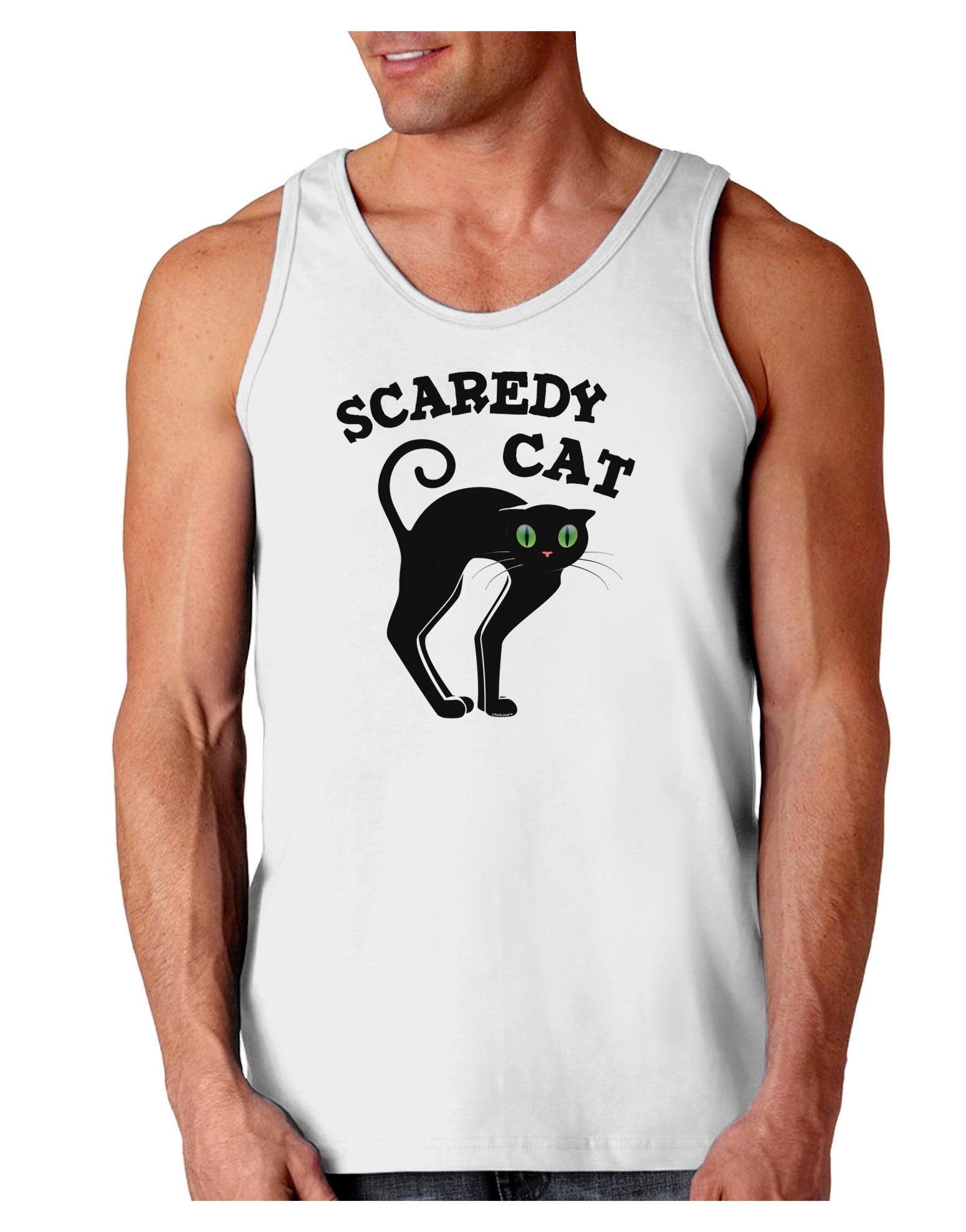 Cute Scaredy Cat Black Cat Halloween Loose Tank Top-Loose Tank Top-TooLoud-White-Small-Davson Sales