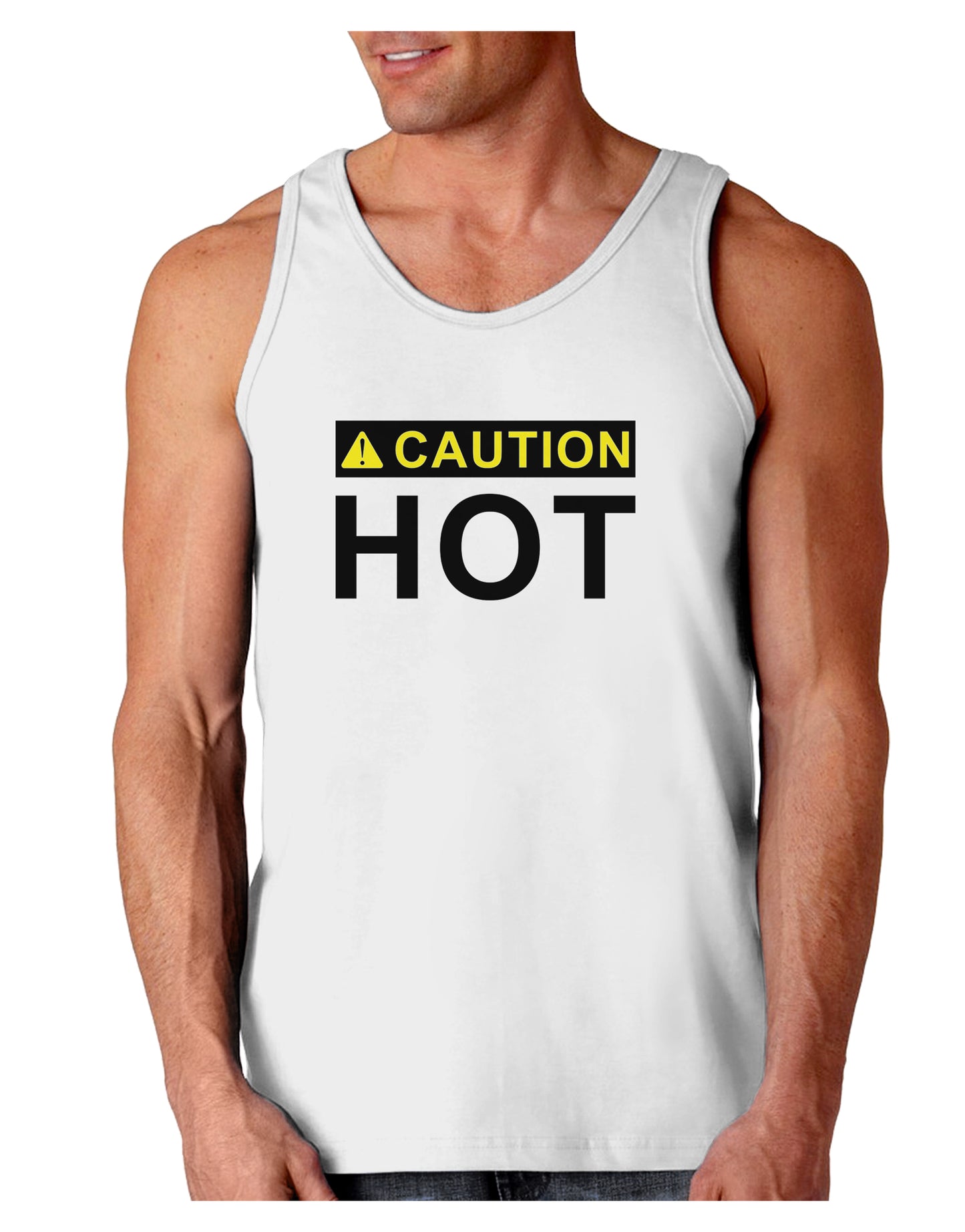 Caution Hot Warning Sign Loose Tank Top-Loose Tank Top-TooLoud-White-Small-Davson Sales