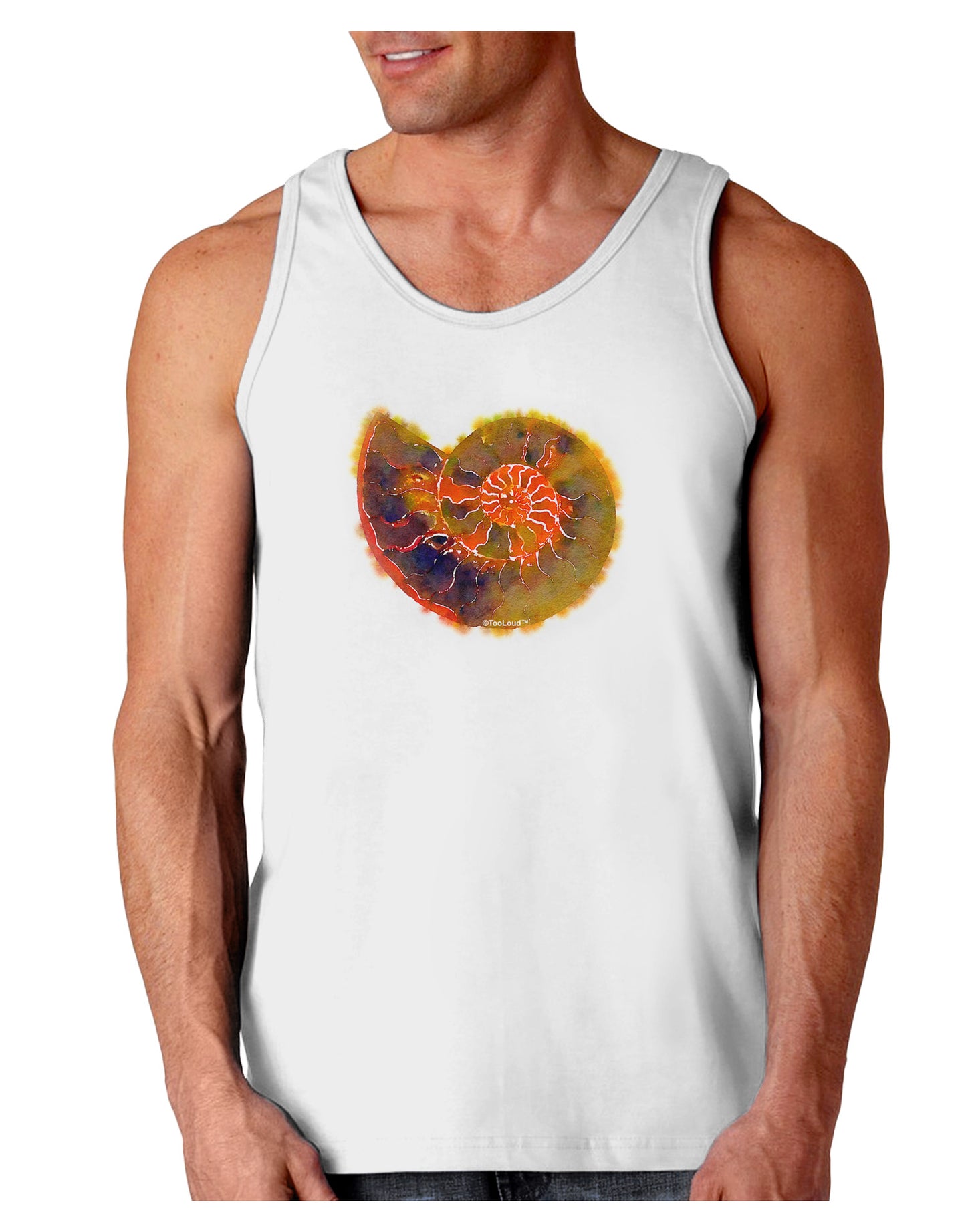 Nautilus Fossil Watercolor Loose Tank Top-Loose Tank Top-TooLoud-White-Small-Davson Sales