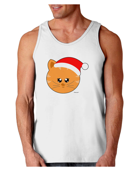 Cute Christmas Cat Santa Hat Loose Tank Top-Loose Tank Top-TooLoud-White-Small-Davson Sales