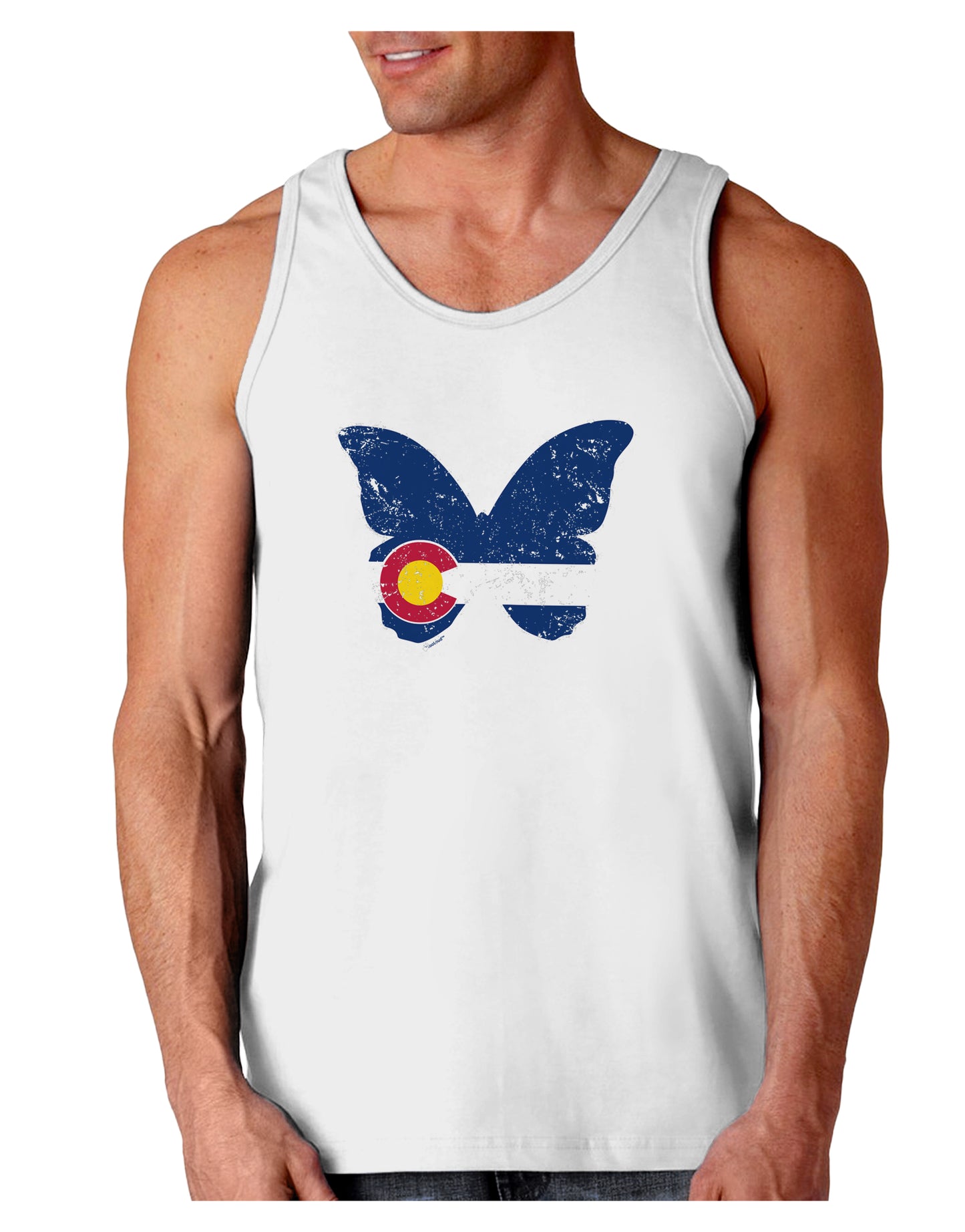 Grunge Colorado Butterfly Flag Loose Tank Top-Mens-LooseTanktops-TooLoud-White-Small-Davson Sales