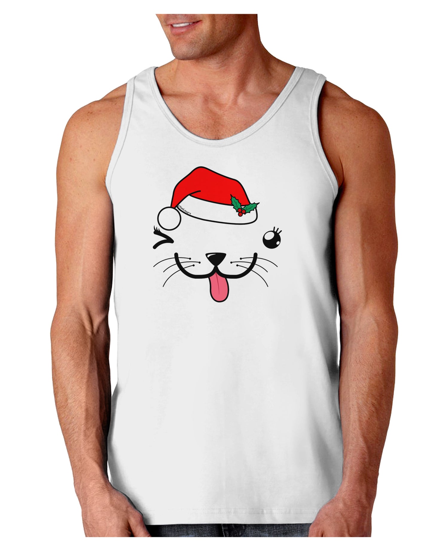 Kyu-T Face Puppina Santa Girl Dog Loose Tank Top-Loose Tank Top-TooLoud-White-Small-Davson Sales