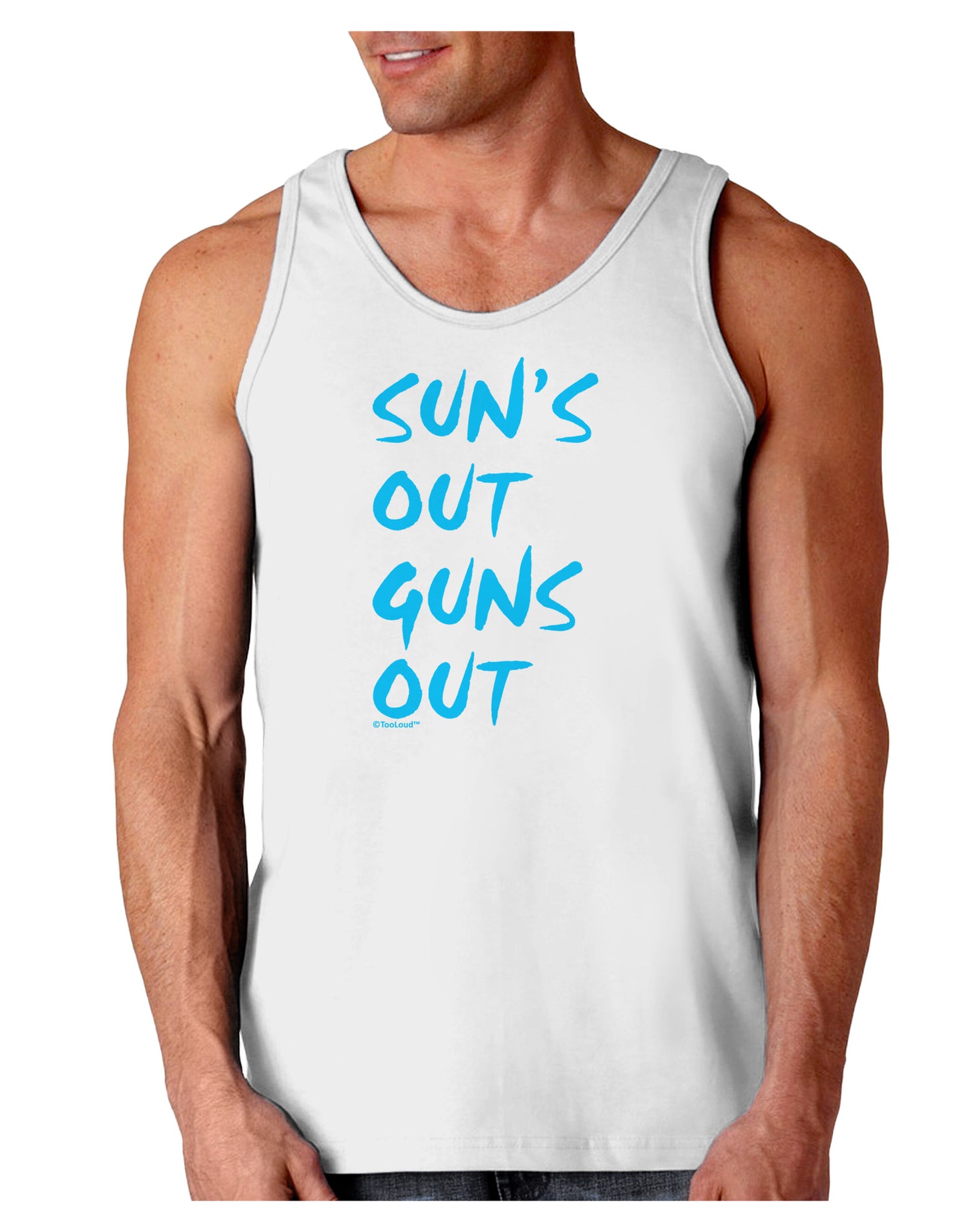 Suns Out Guns Out - Blue Loose Tank Top-Loose Tank Top-TooLoud-White-Small-Davson Sales