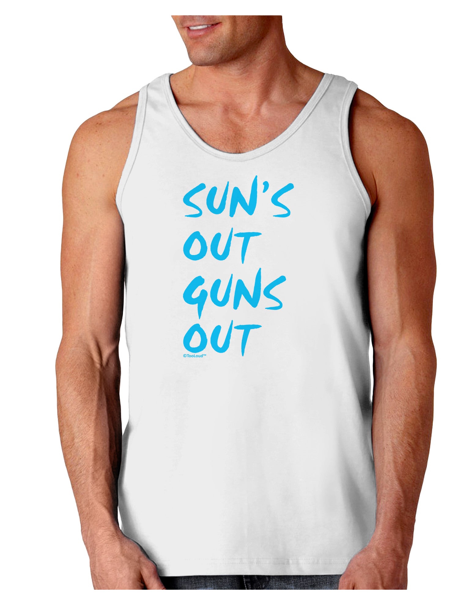 Suns Out Guns Out - Blue Loose Tank Top-Loose Tank Top-TooLoud-White-Small-Davson Sales