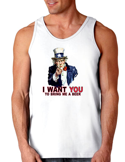 Uncle Sam I Want You to Bring me a Beer Loose Tank Top-Loose Tank Top-TooLoud-White-Small-Davson Sales