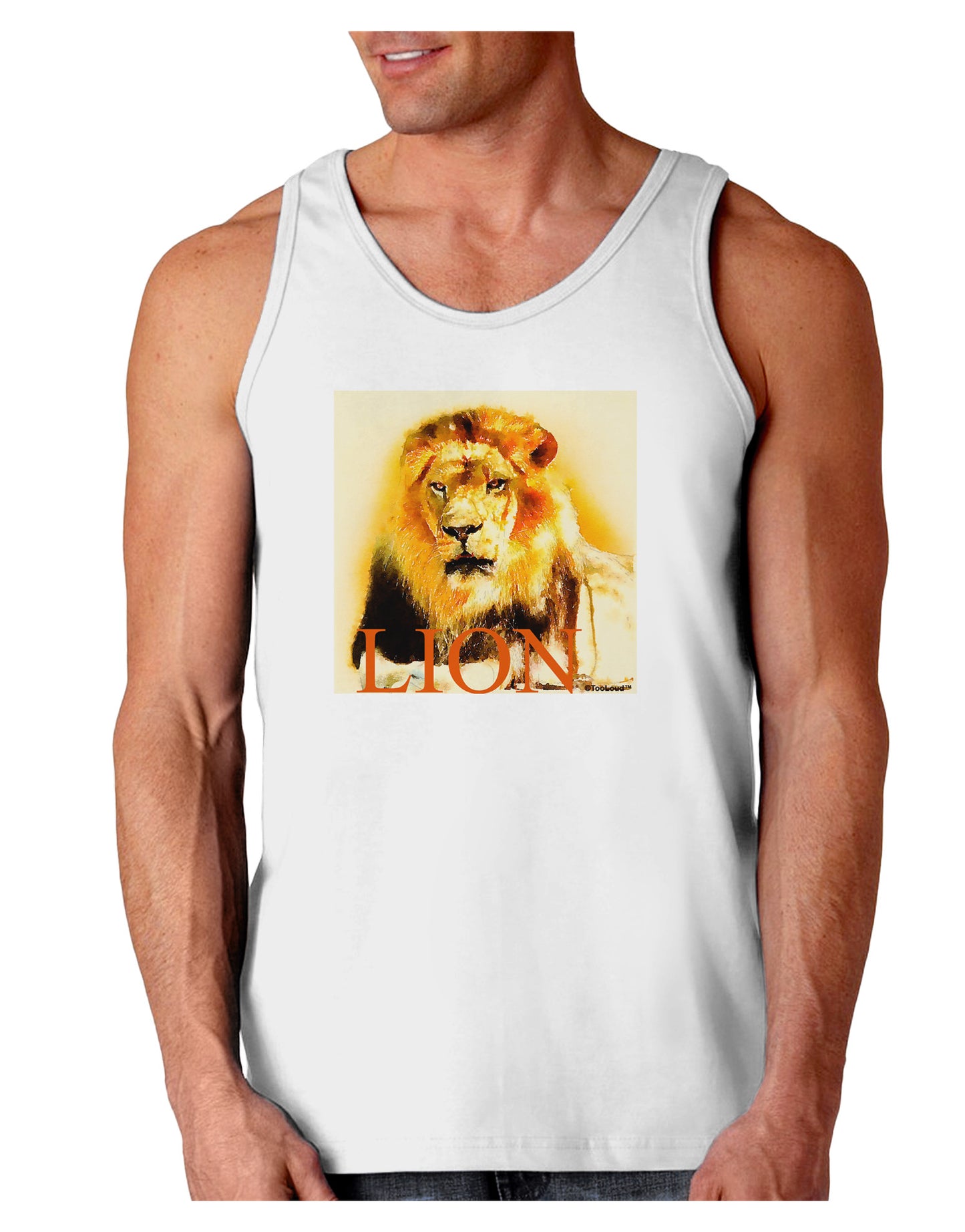 Lion Watercolor 4 Text Loose Tank Top-Loose Tank Top-TooLoud-White-Small-Davson Sales