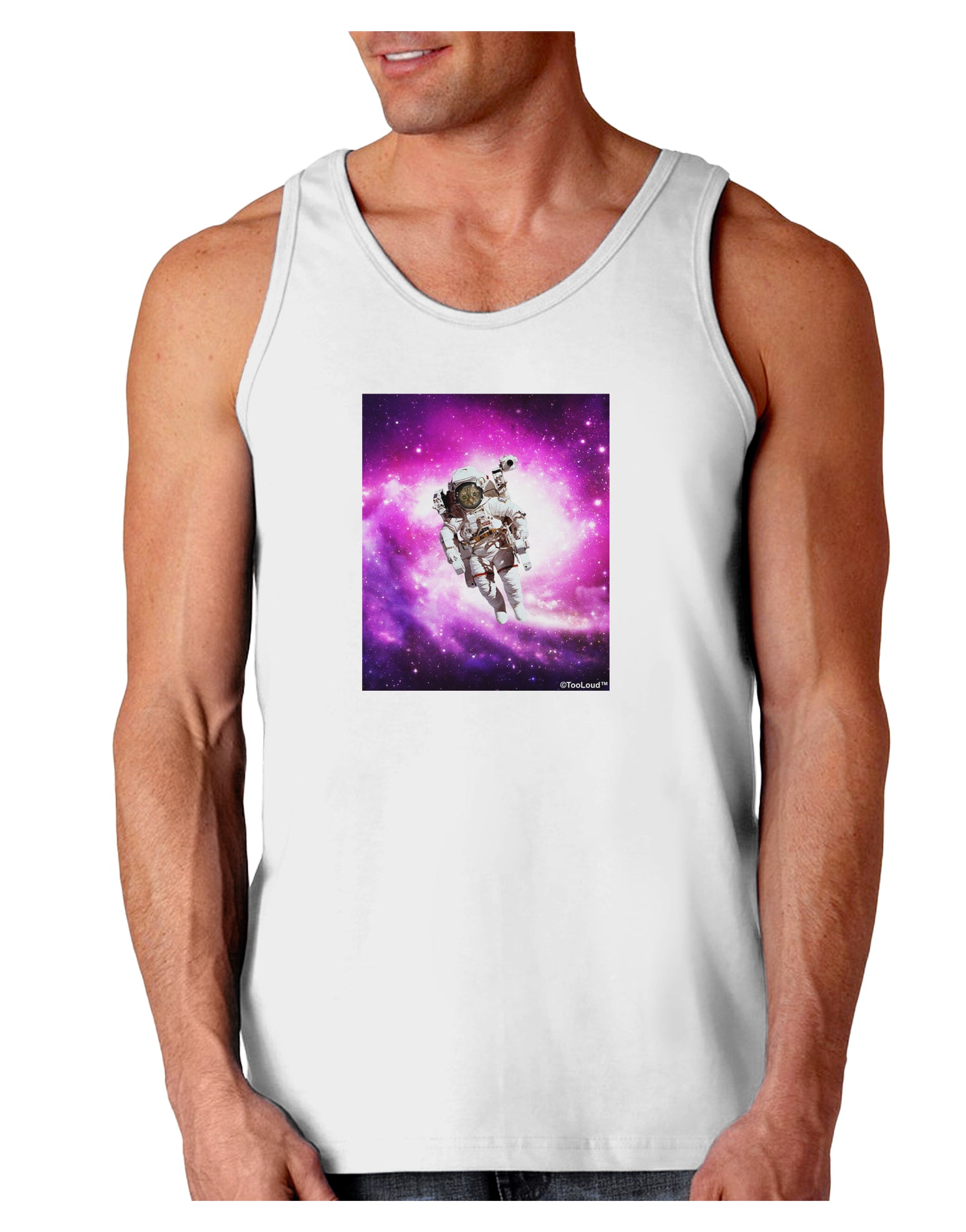 Astronaut Cat Loose Tank Top-Loose Tank Top-TooLoud-White-Small-Davson Sales