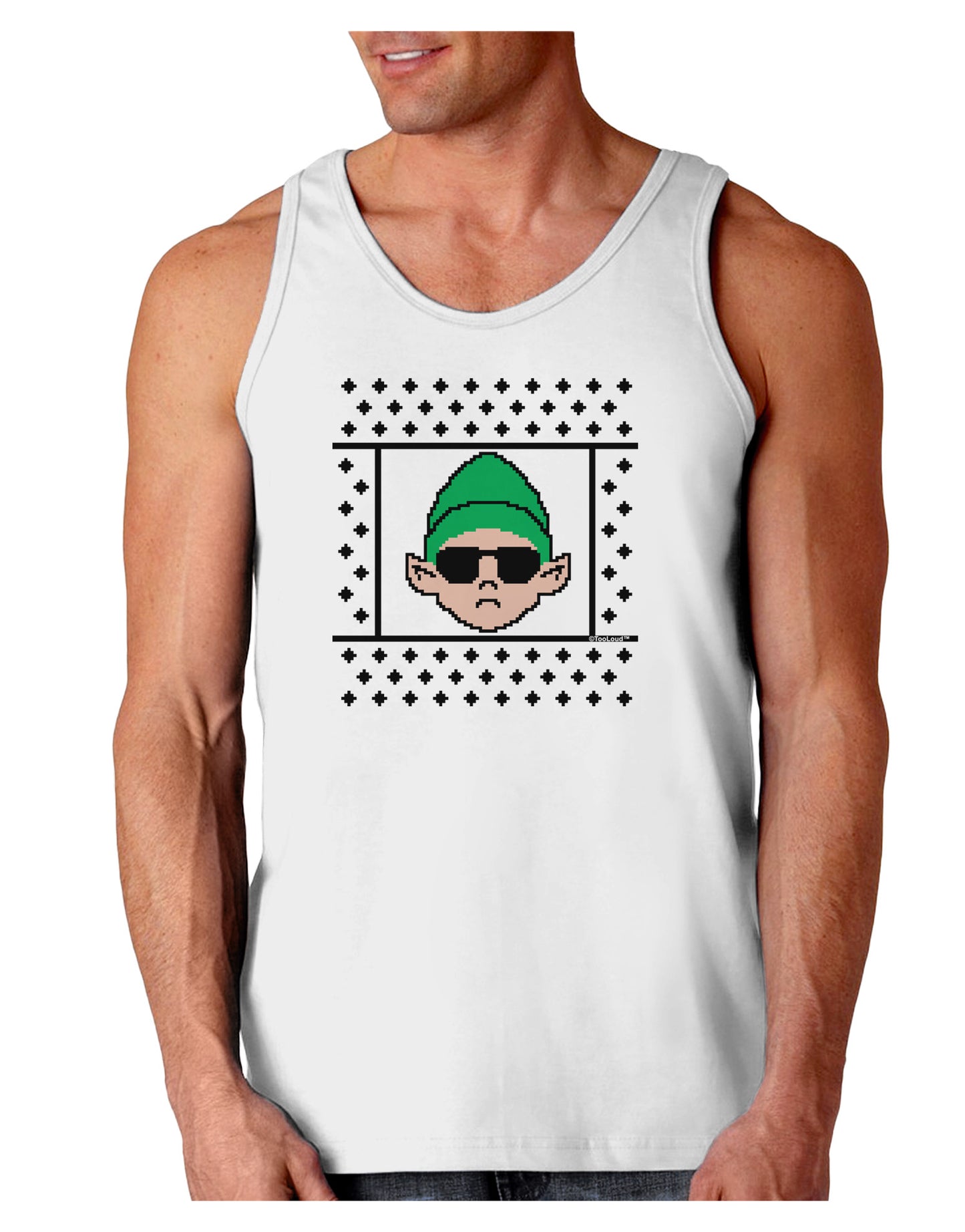 Cool Elf Christmas Sweater Loose Tank Top-Loose Tank Top-TooLoud-White-Small-Davson Sales