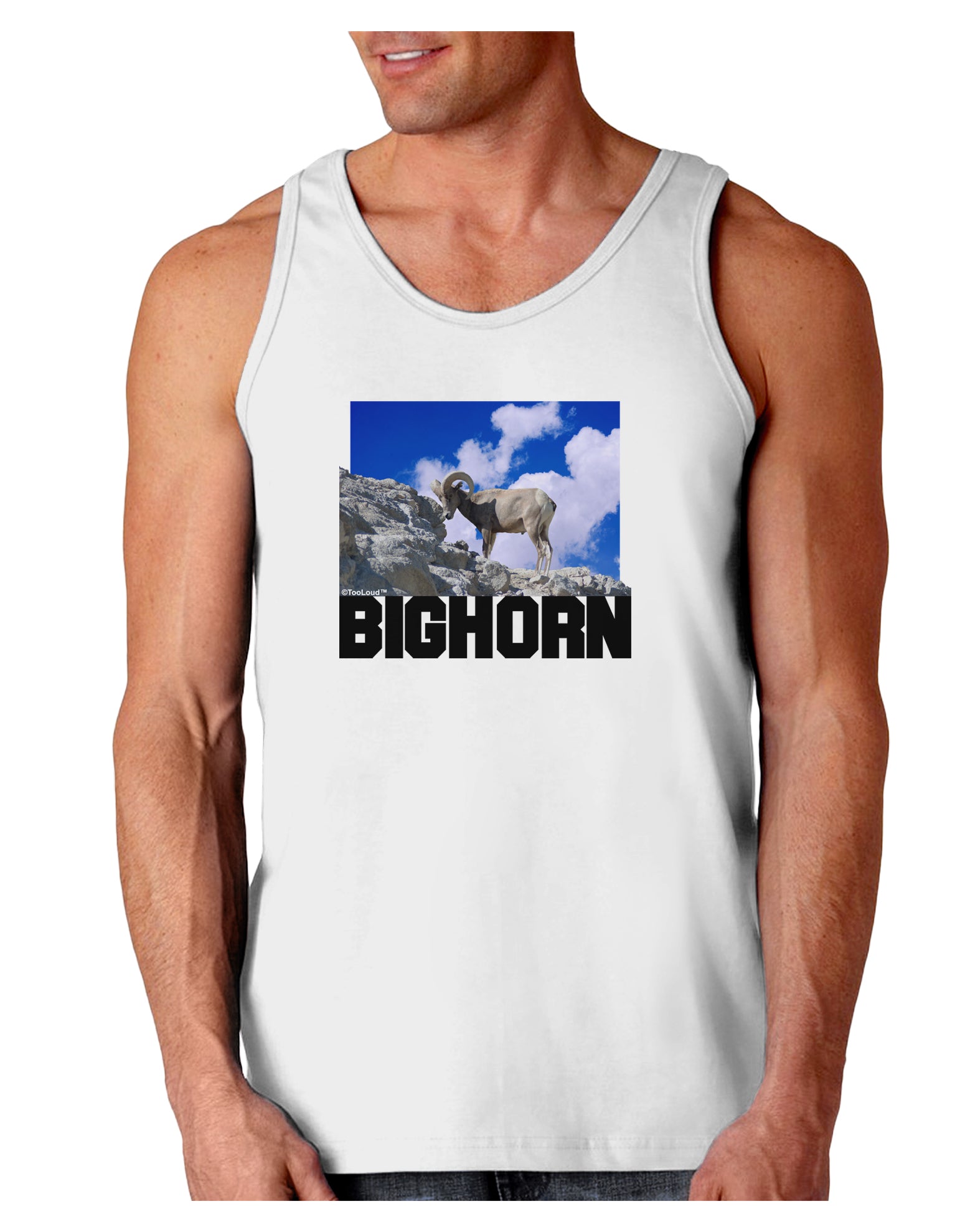 Bighorn Ram Text Loose Tank Top-Loose Tank Top-TooLoud-White-Small-Davson Sales