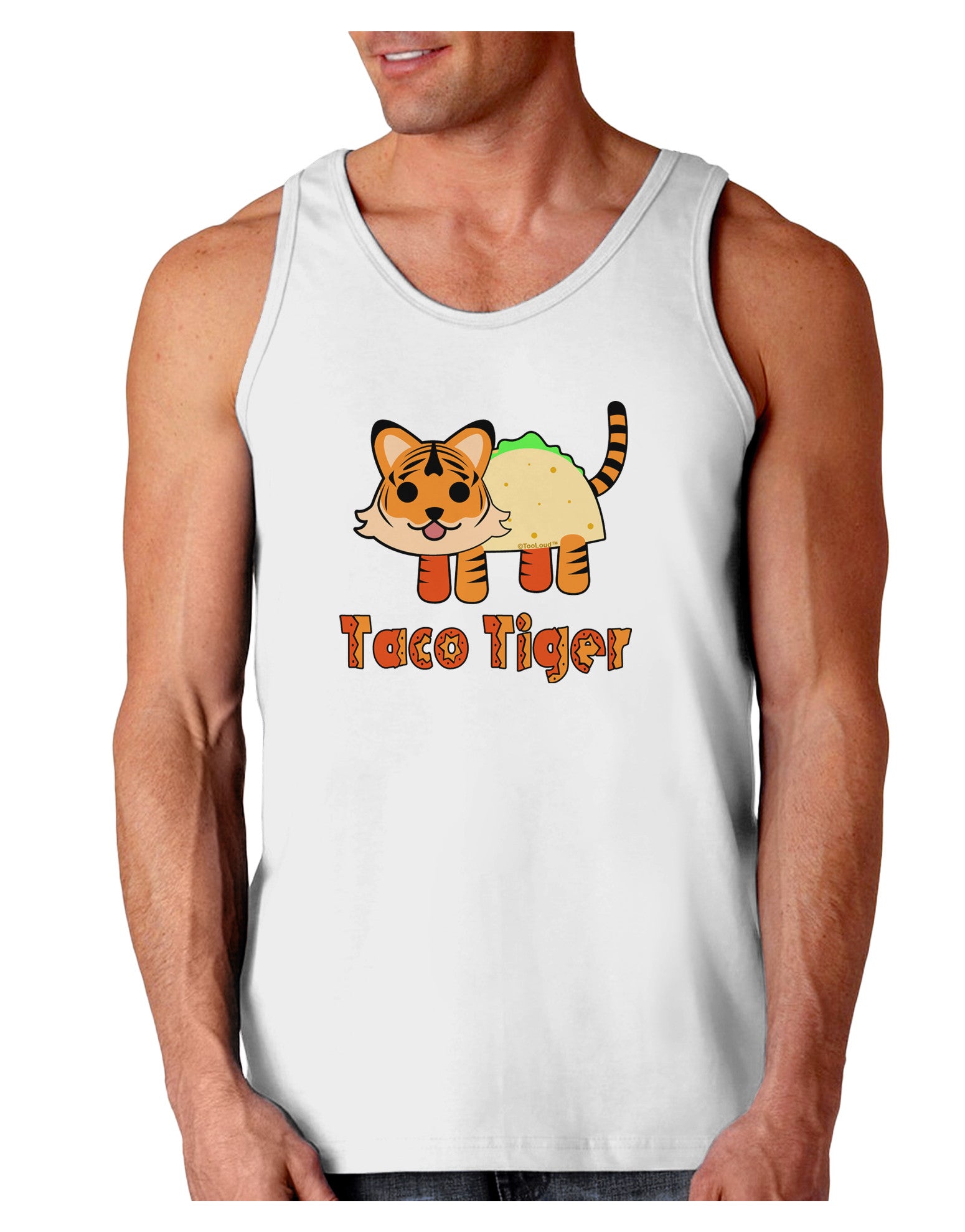 Cute Taco Tiger Text Loose Tank Top-Loose Tank Top-TooLoud-White-Small-Davson Sales