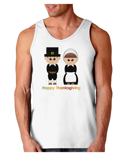 Cute Pilgrim Couple Happy Thanksgiving Loose Tank Top-Loose Tank Top-TooLoud-White-Small-Davson Sales