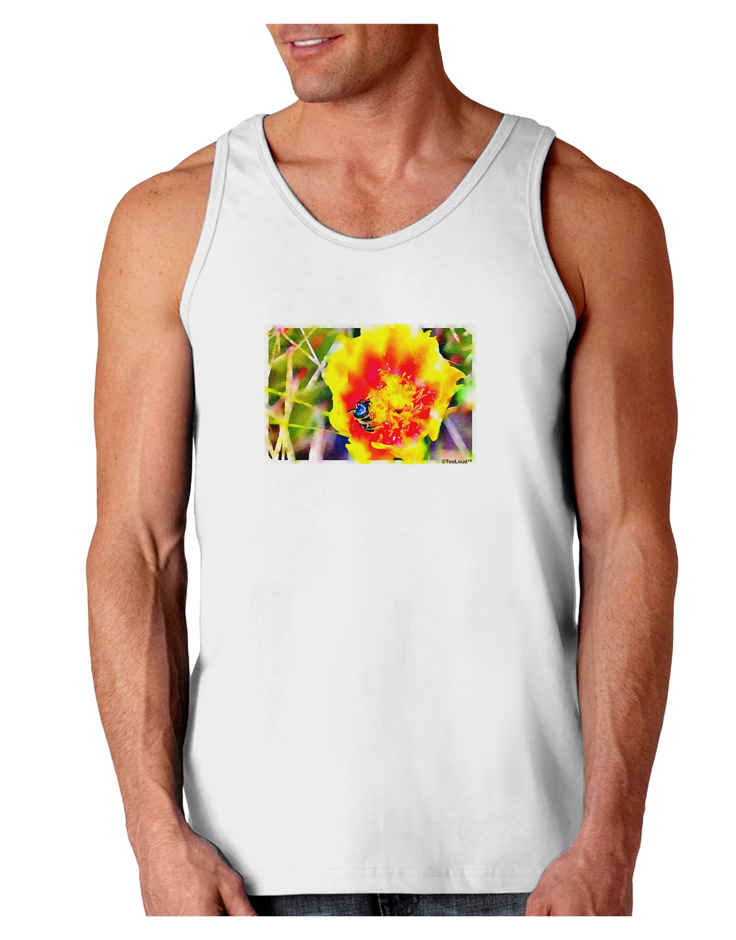 Bee Cactus Watercolor Loose Tank Top-Loose Tank Top-TooLoud-White-Small-Davson Sales