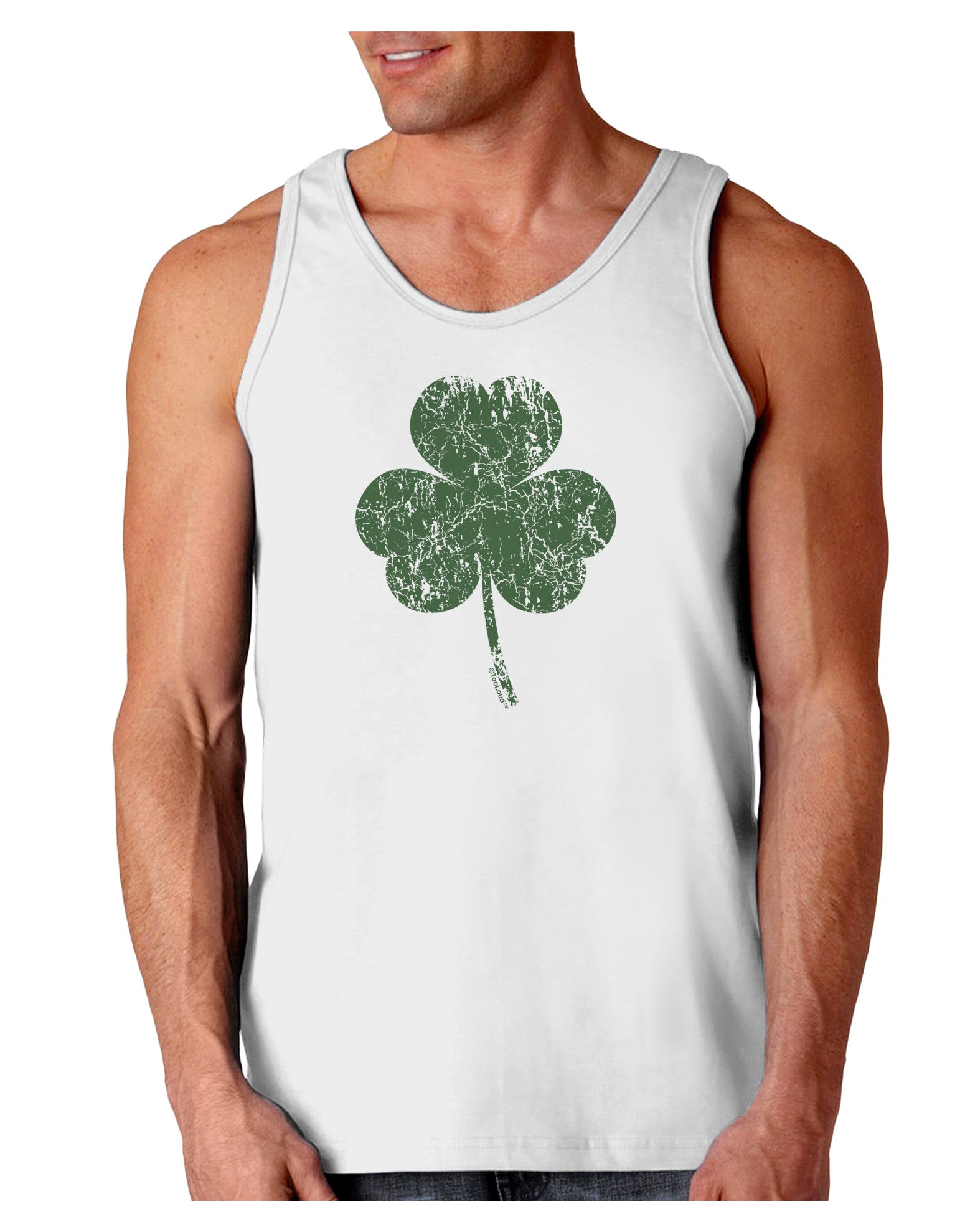 Distressed Traditional Irish Shamrock Loose Tank Top-Loose Tank Top-TooLoud-White-Small-Davson Sales
