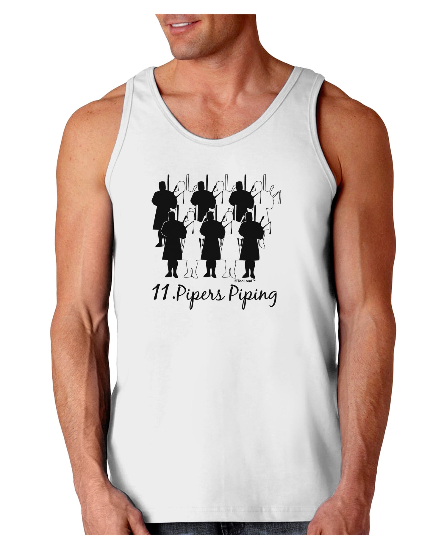 Eleven Pipers Piping Text Loose Tank Top-Loose Tank Top-TooLoud-White-Small-Davson Sales