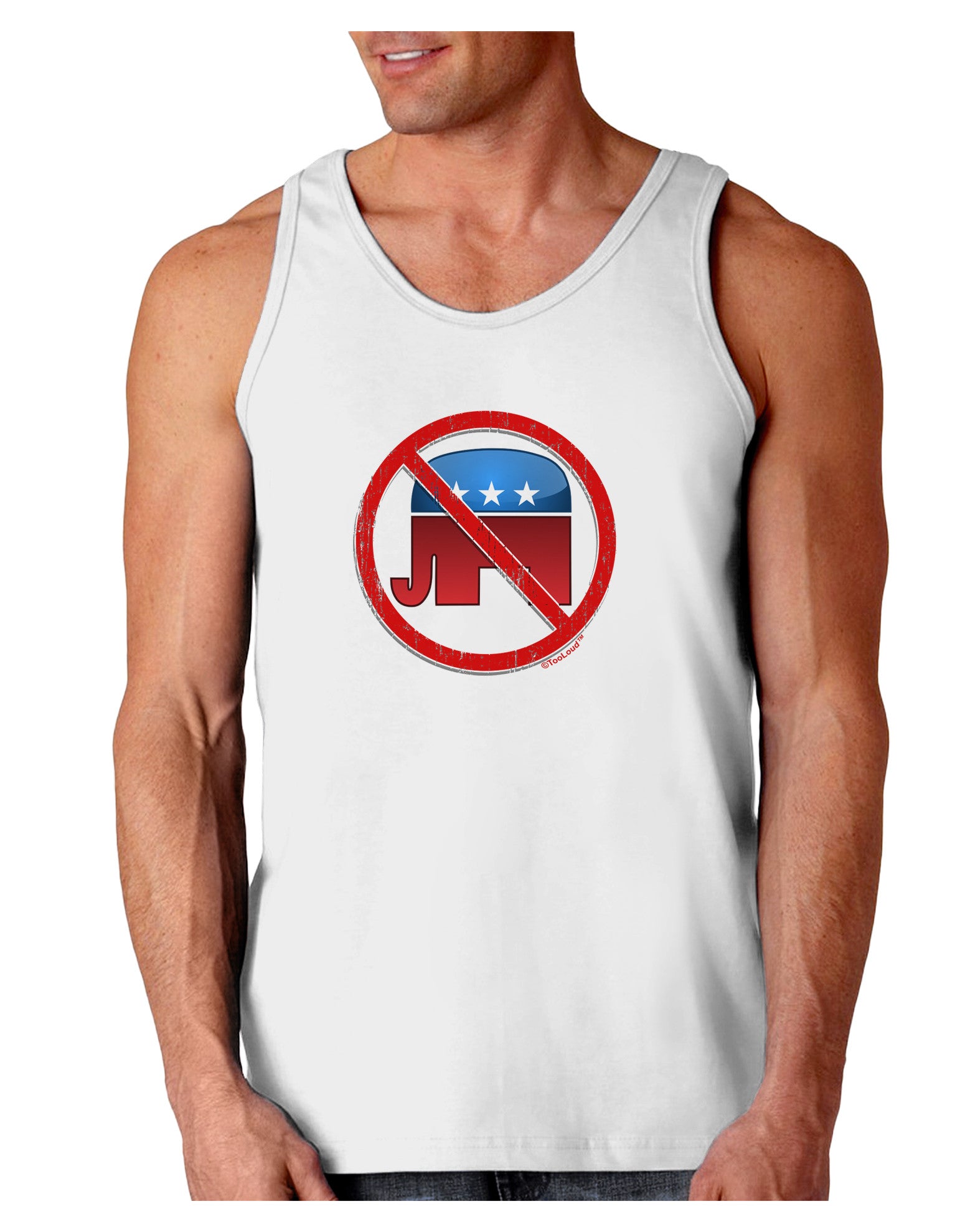 Distressed No Republicans Sign Loose Tank Top-Loose Tank Top-TooLoud-White-Small-Davson Sales