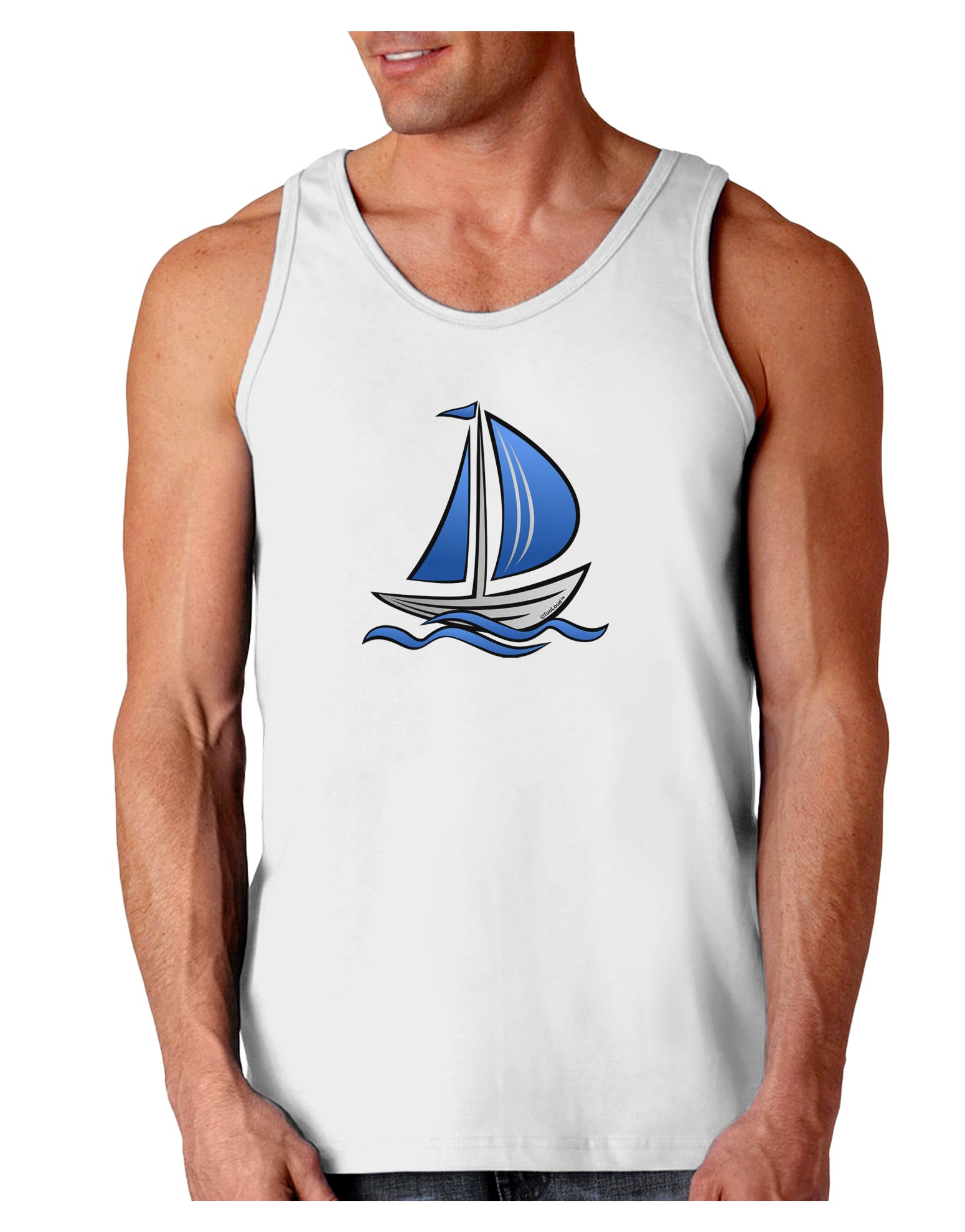 Blue Sailboat Loose Tank Top-Loose Tank Top-TooLoud-White-Small-Davson Sales