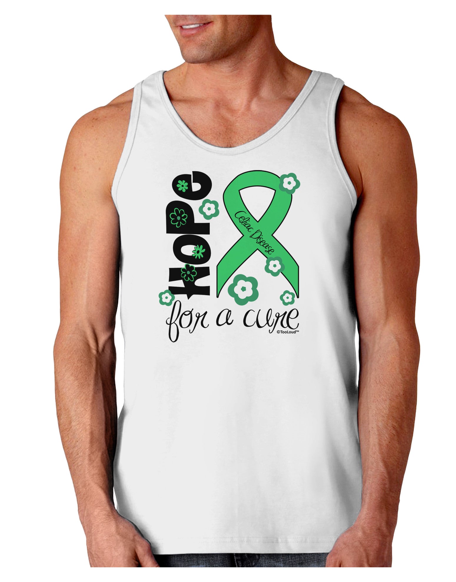 Hope for a Cure - Light Green Ribbon Celiac Disease - Flowers Loose Tank Top-Loose Tank Top-TooLoud-White-Small-Davson Sales
