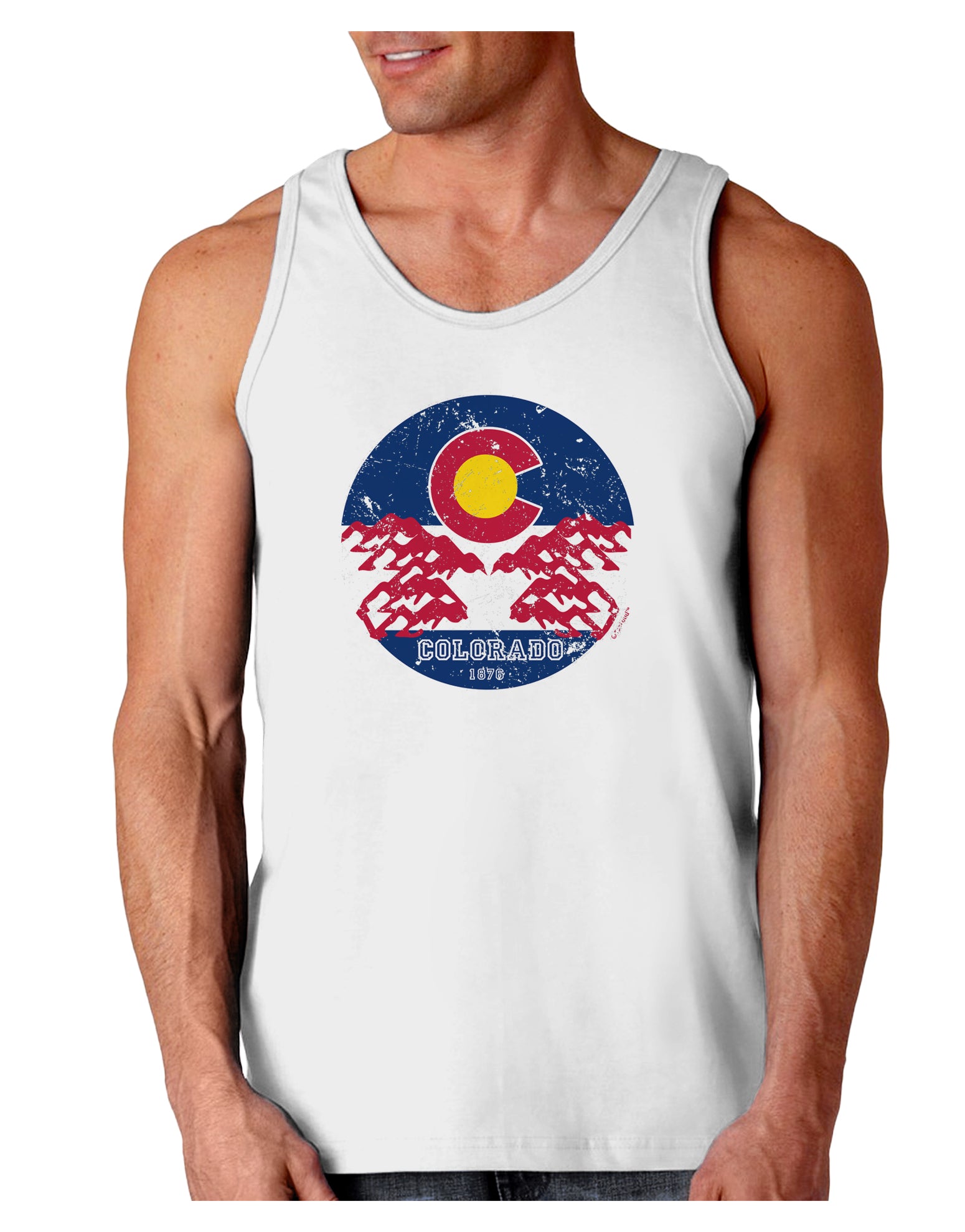 Grunge Colorodo Ram Flag Loose Tank Top-Mens-LooseTanktops-TooLoud-White-Small-Davson Sales