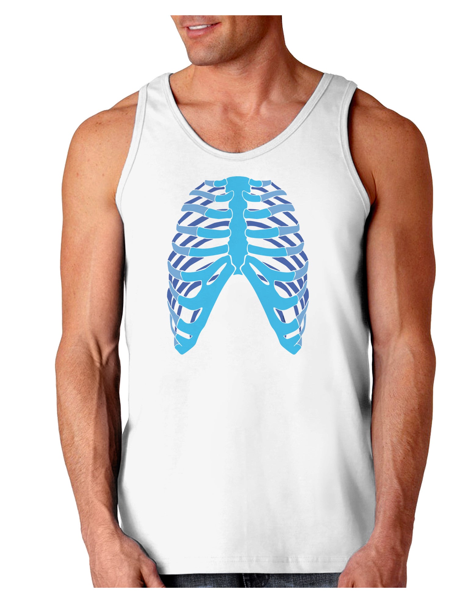 Human Blue Skeleton Bones Ribcage Loose Tank Top-Loose Tank Top-TooLoud-White-Small-Davson Sales