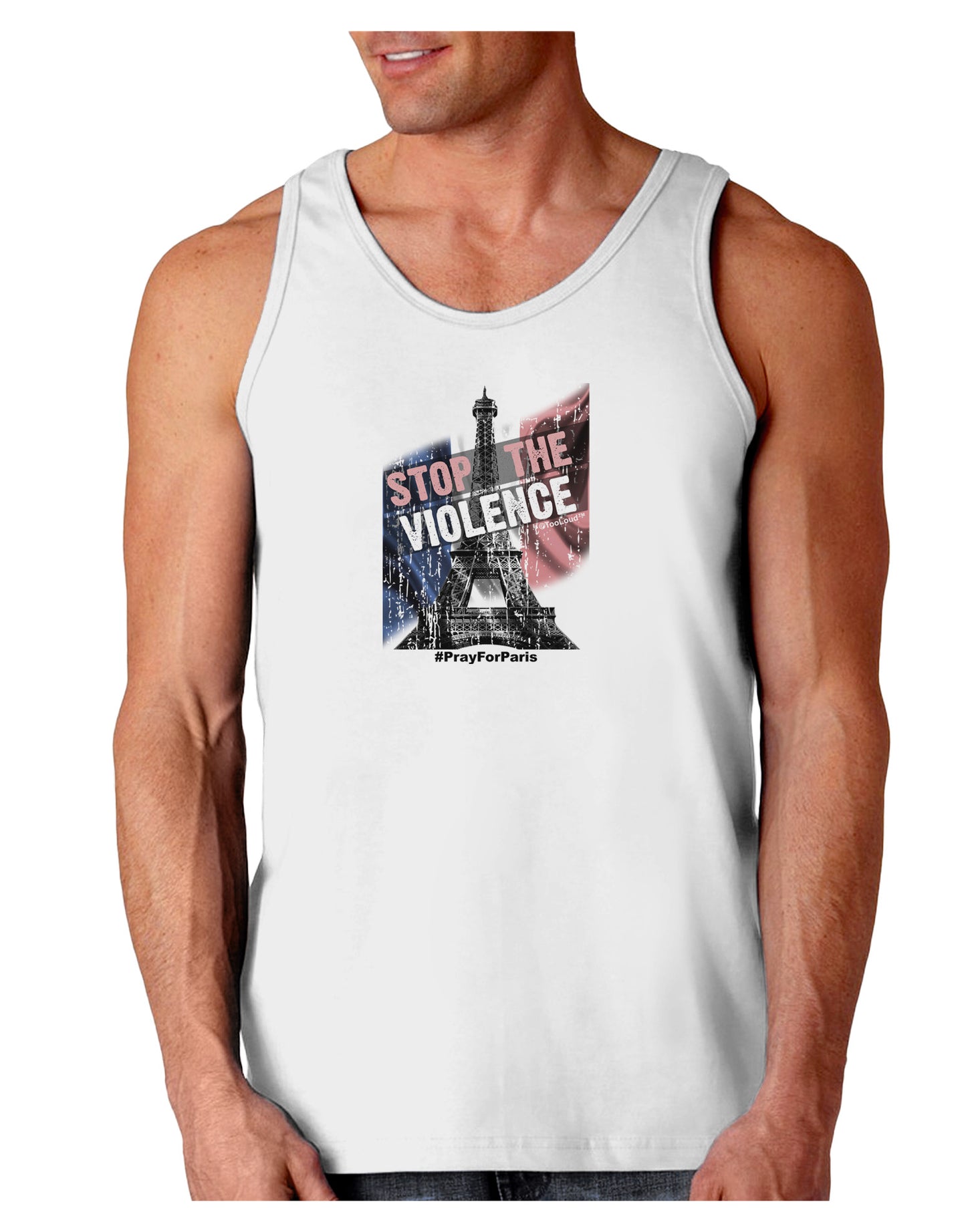 Distressed Paris Stop The Violence Loose Tank Top-Loose Tank Top-TooLoud-White-Small-Davson Sales
