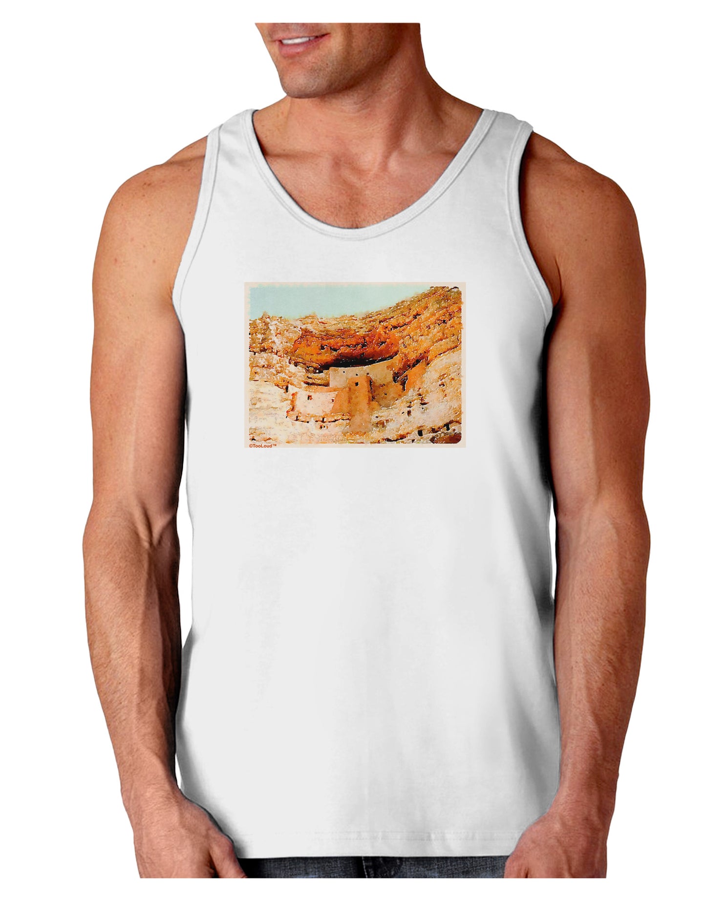 Montezuma Castle Watercolor Loose Tank Top-Loose Tank Top-TooLoud-White-Small-Davson Sales