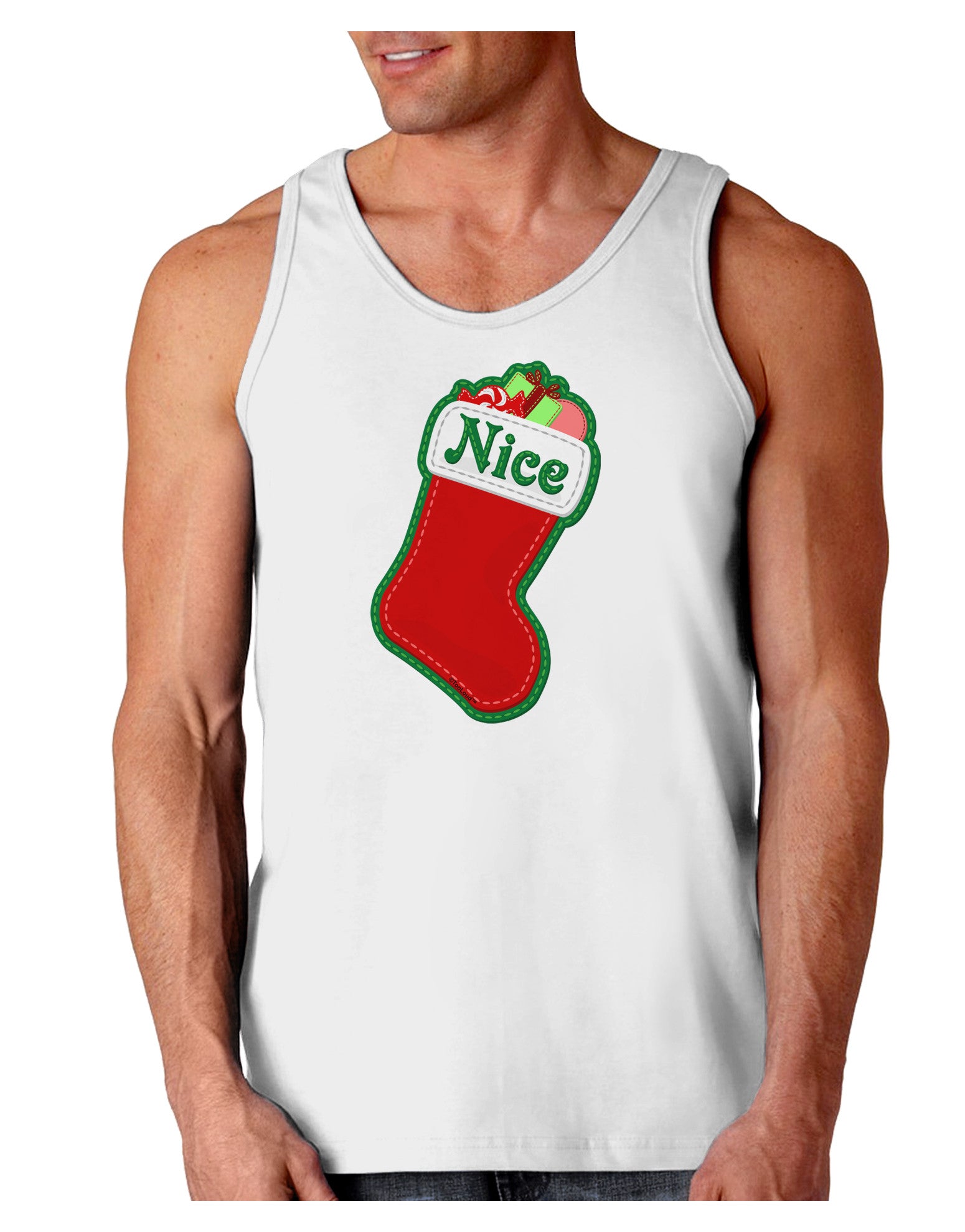 Nice Stocking Cute Christmas Loose Tank Top-Loose Tank Top-TooLoud-White-Small-Davson Sales